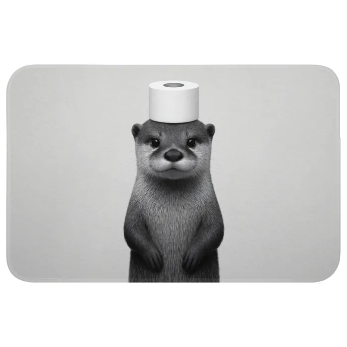Otter - WC rol - Zwart - Wit Badmat klein -3d