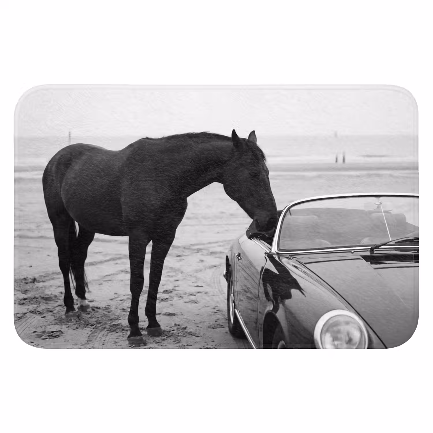 Paard - Auto - Zwart - Wit Badmat klein -3d