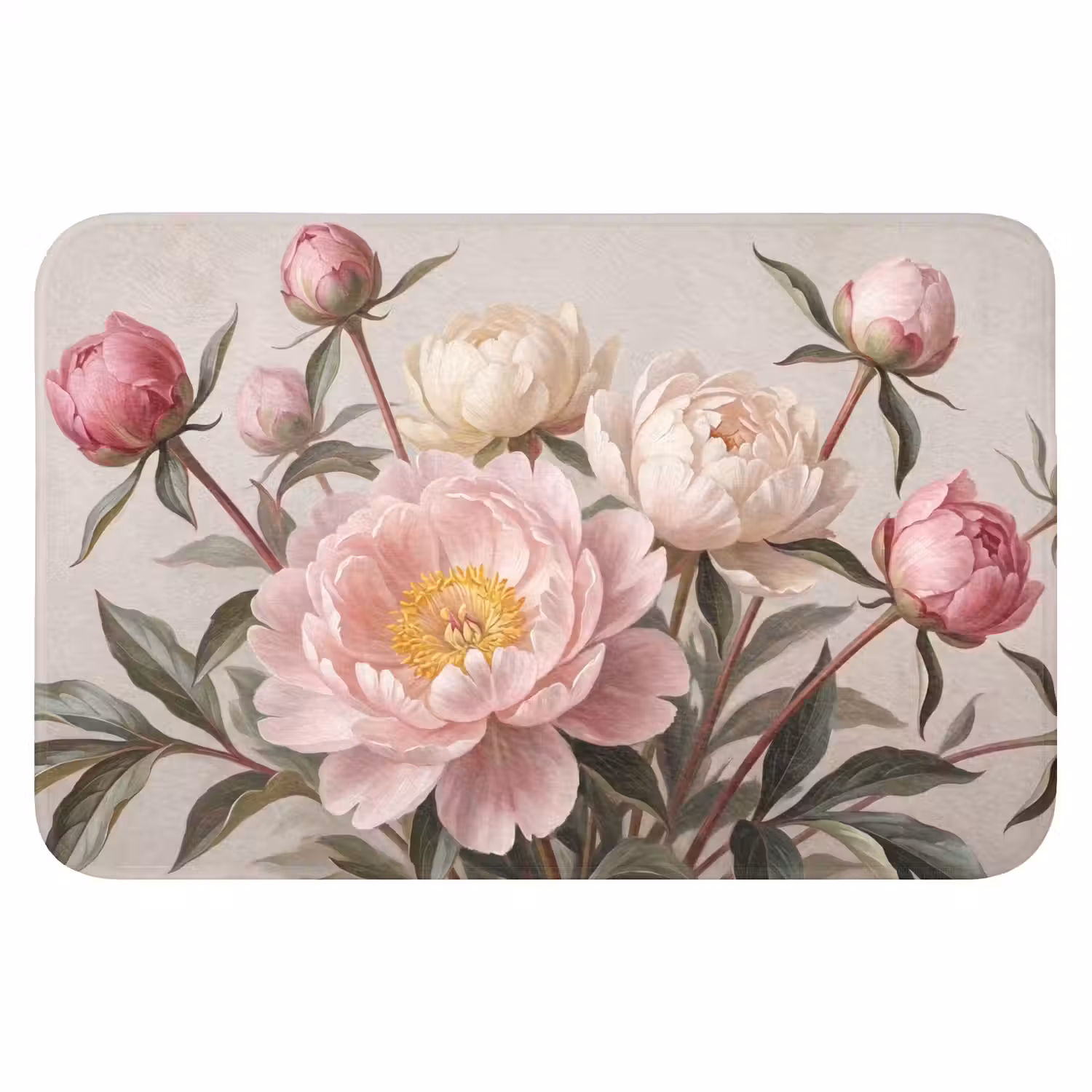 Pioenrozen - Boeket - Roze Badmat klein -3d