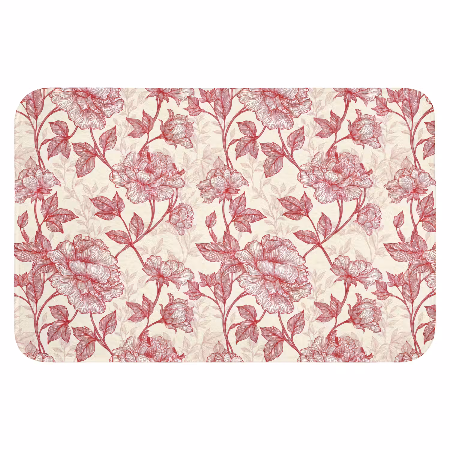 Pioenrozen - Modern - Rood Badmat klein 997 -3d