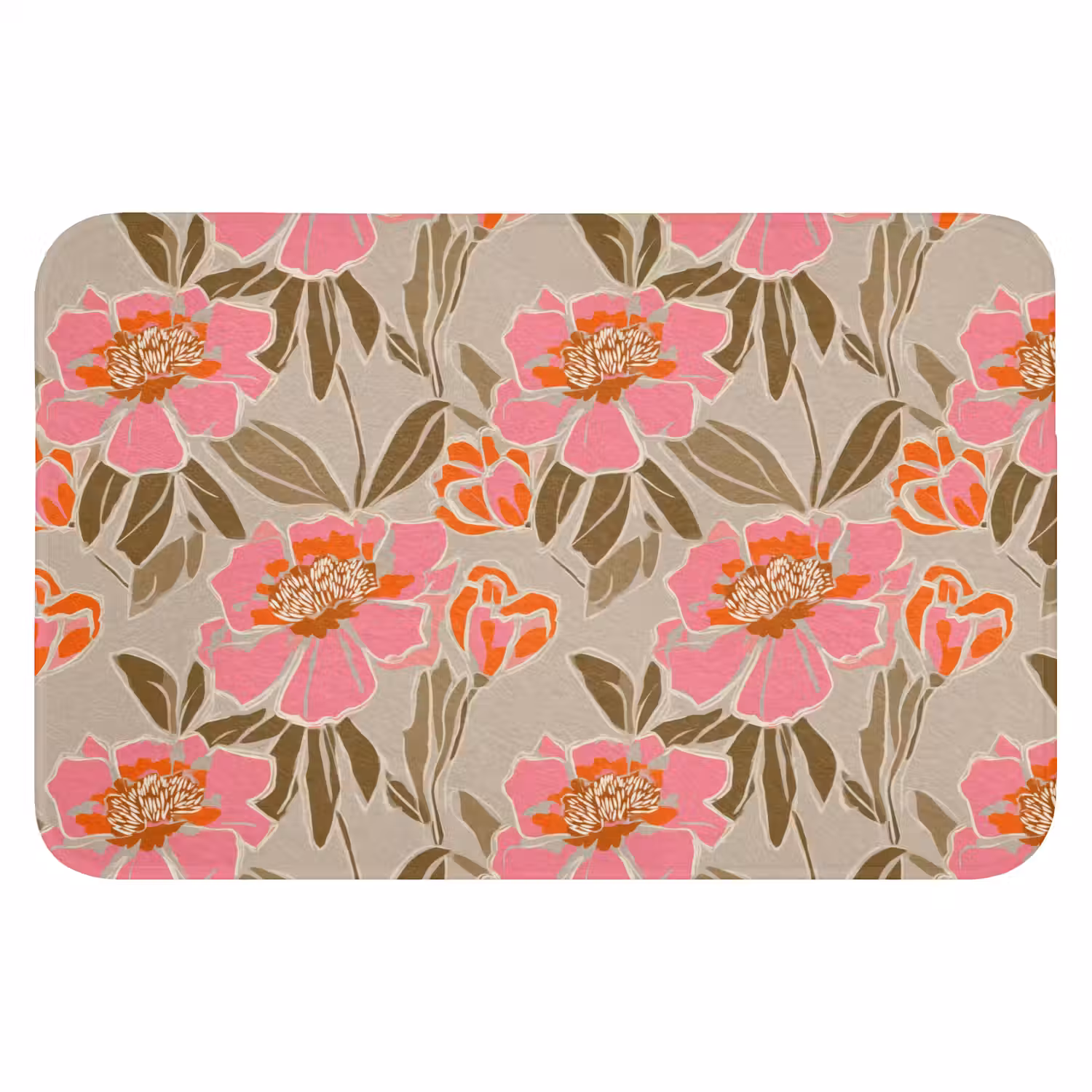 Pioenrozen - Patroon - Roze Badmat klein 997 -3d