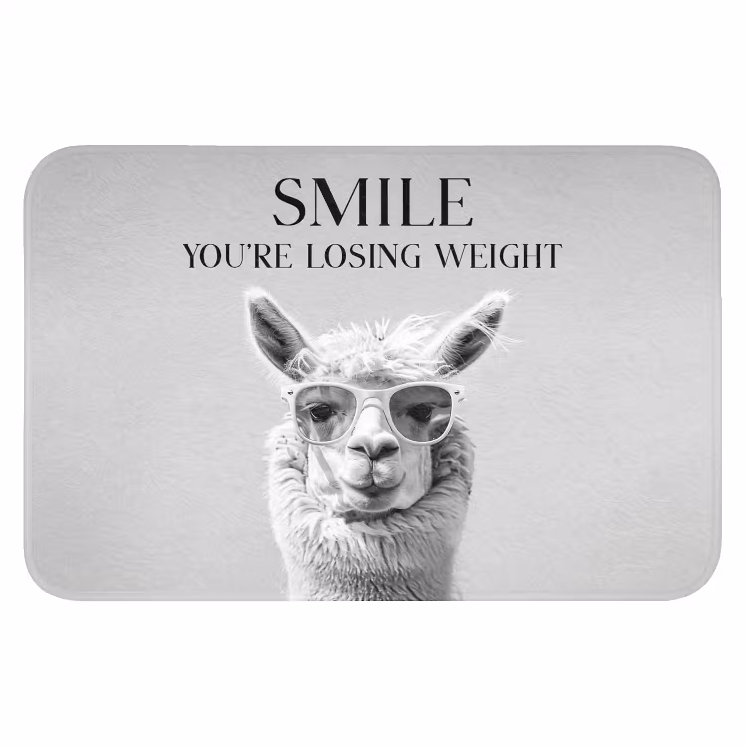 Quotes - Lama - Smile - Spreuken - Grijs Badmat klein -3d