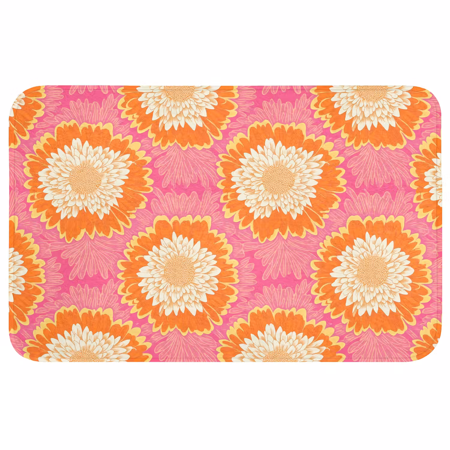 Retro - Bloemen - Kleurrijk Badmat klein 997 -3d