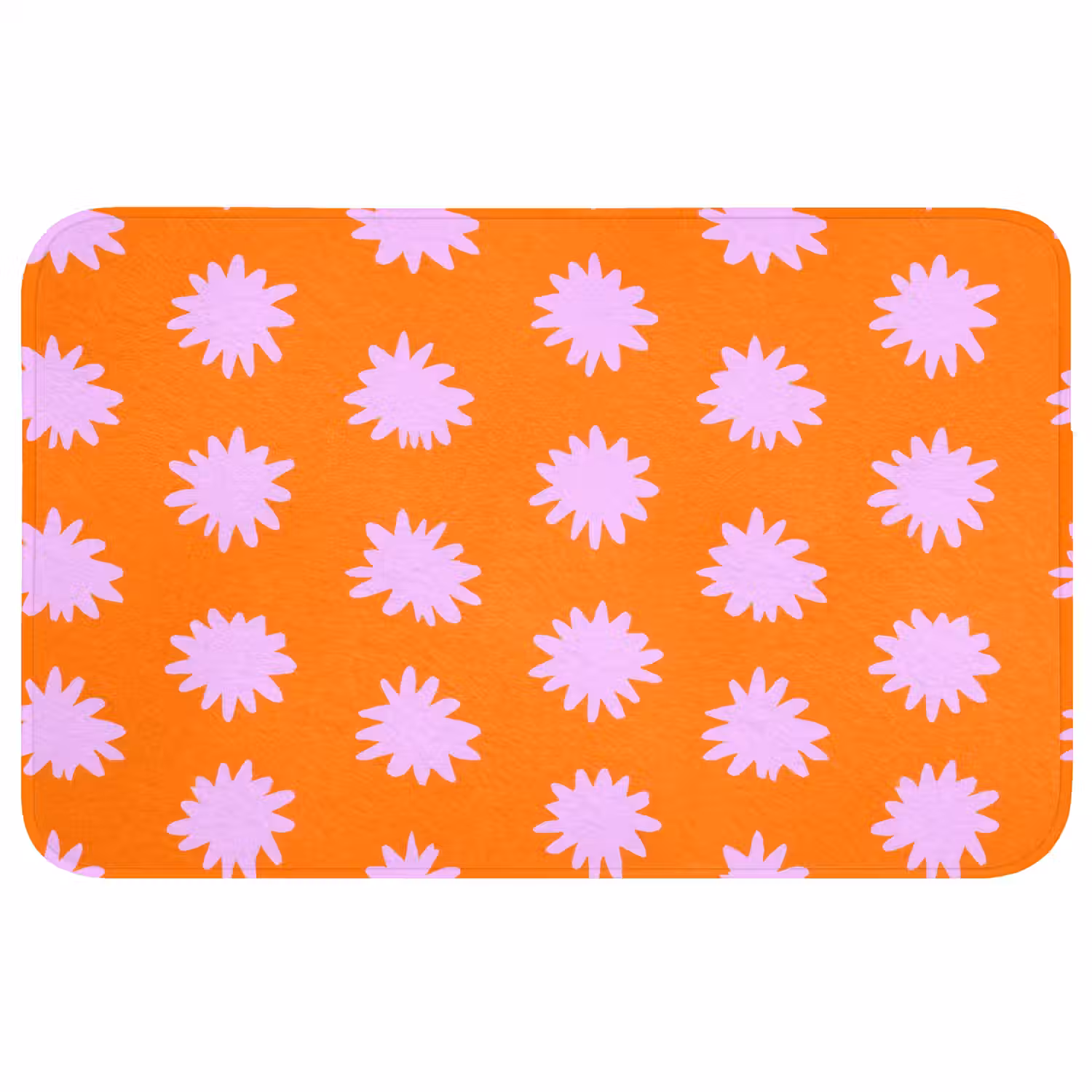 Retro - Bloemen - Oranje Badmat klein 997 -3d