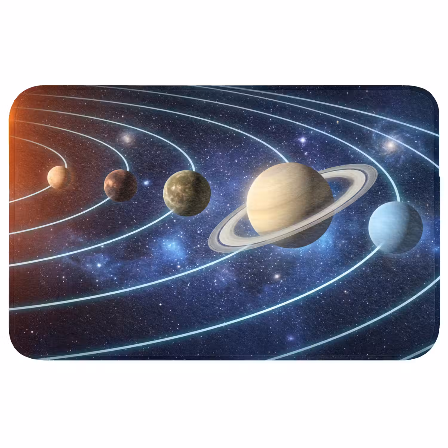 Ruimte - Zonnestelsel - Blauw Badmat klein -3d