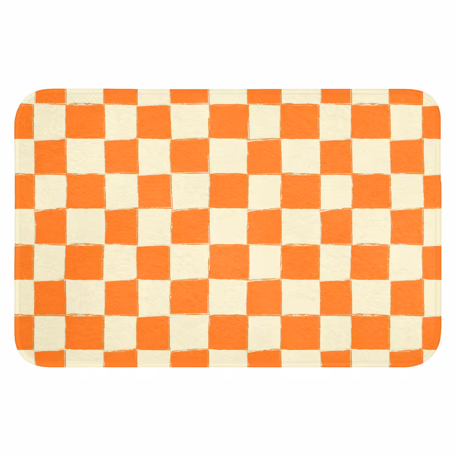 Schaak - Patroon - Oranje Badmat klein 997 -3d
