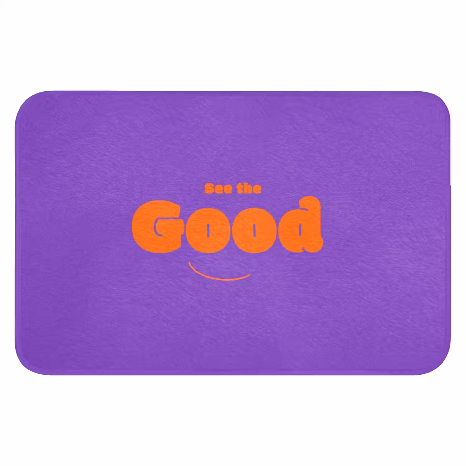 See the good - Oranje - Paars - Smiley Badmat klein -3d