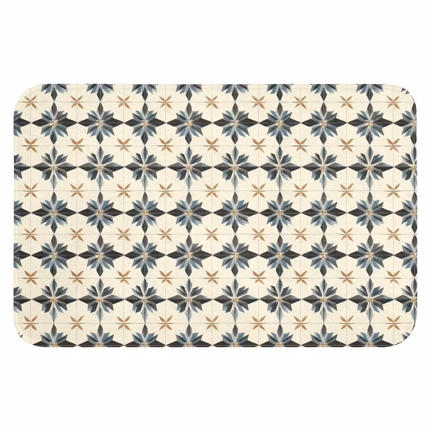 Sierlijk - Ornament - Blauw Badmat klein 997 -3d