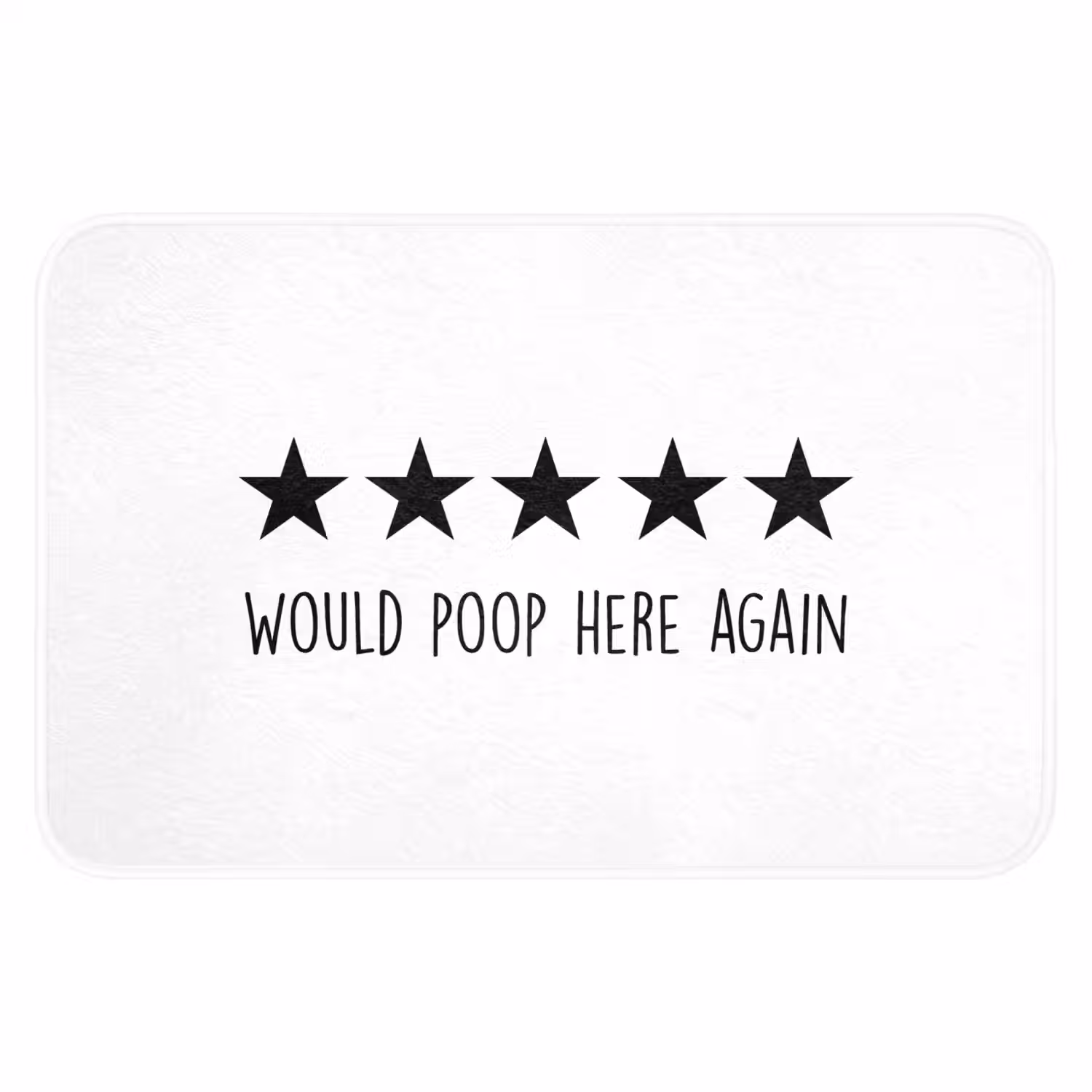 Spreuken - Would poop here again - Zwart - Quote Badmat klein -3d