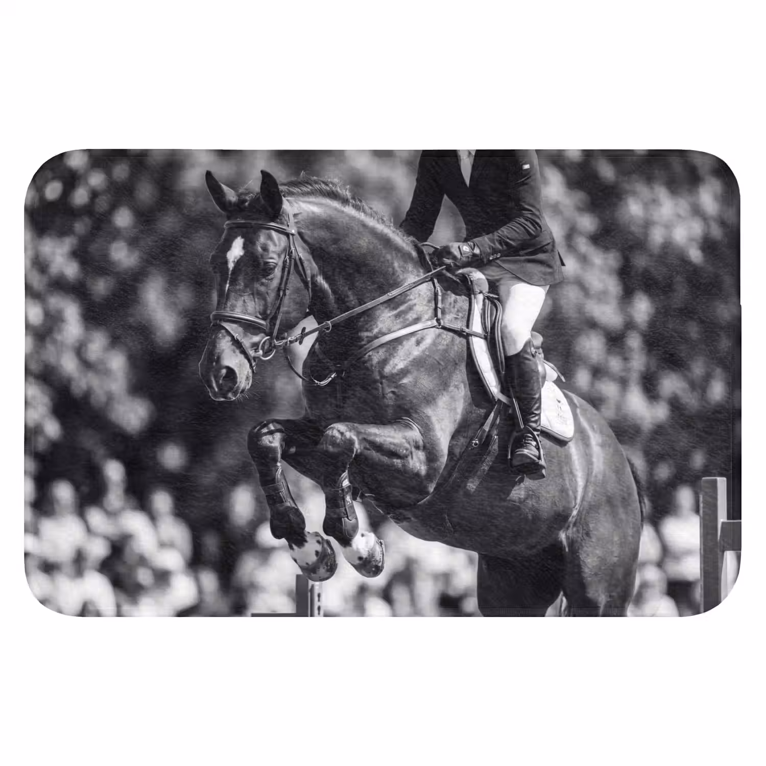 Springen - Paard - Zwart - Wit Badmat klein -3d