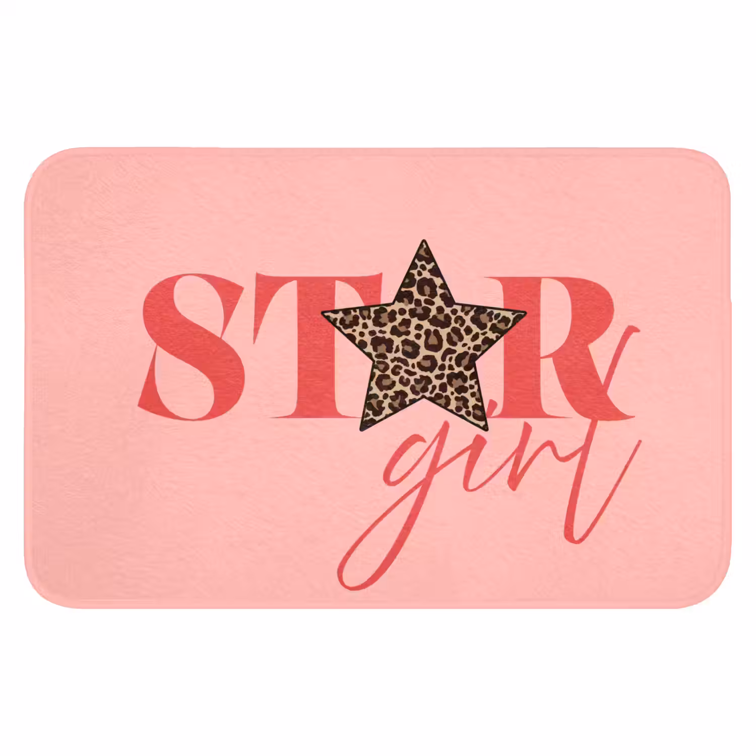 Star girl - Roze - Panter - Ster Badmat klein -3d