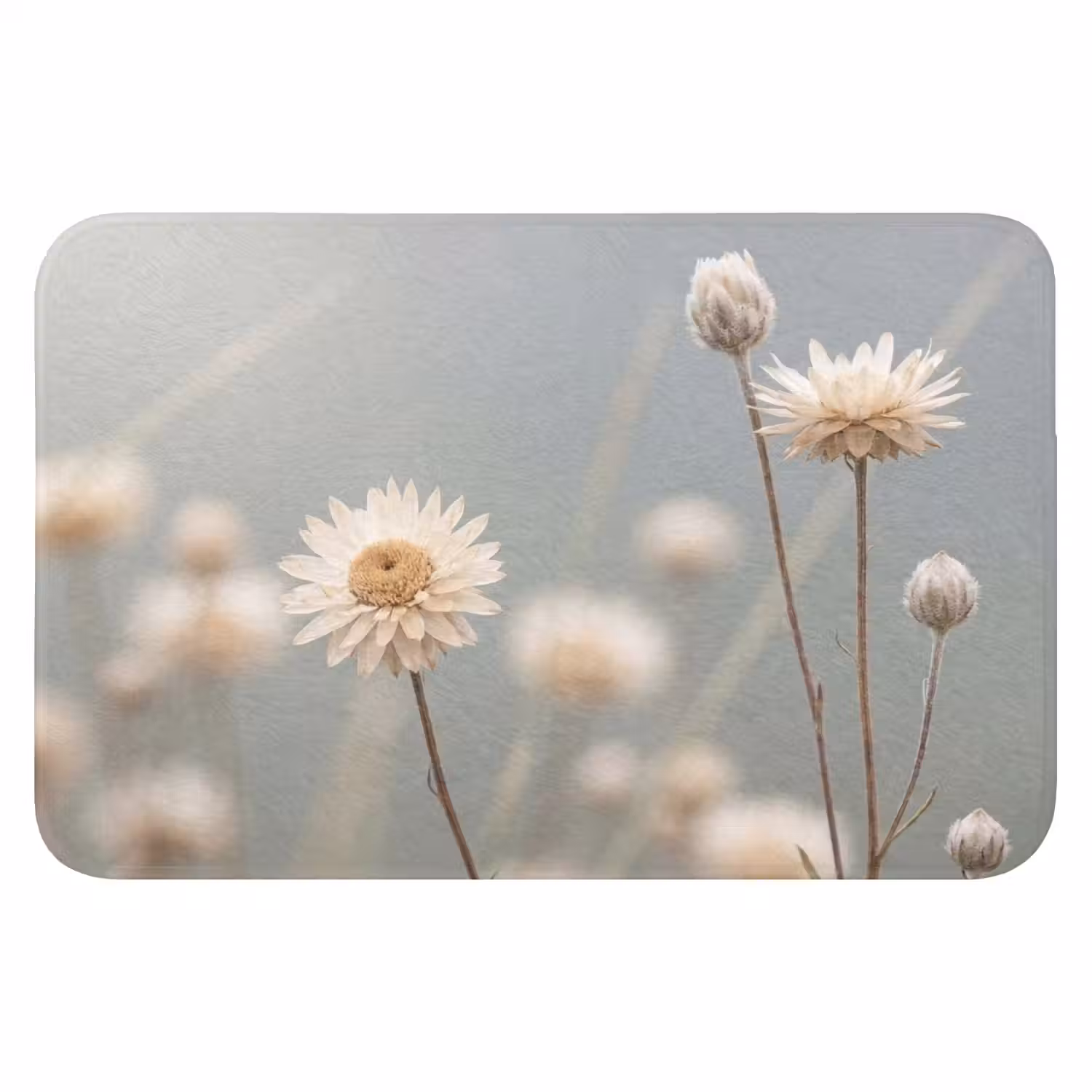 Strobloemen - Wit - Daglicht Badmat klein -3d