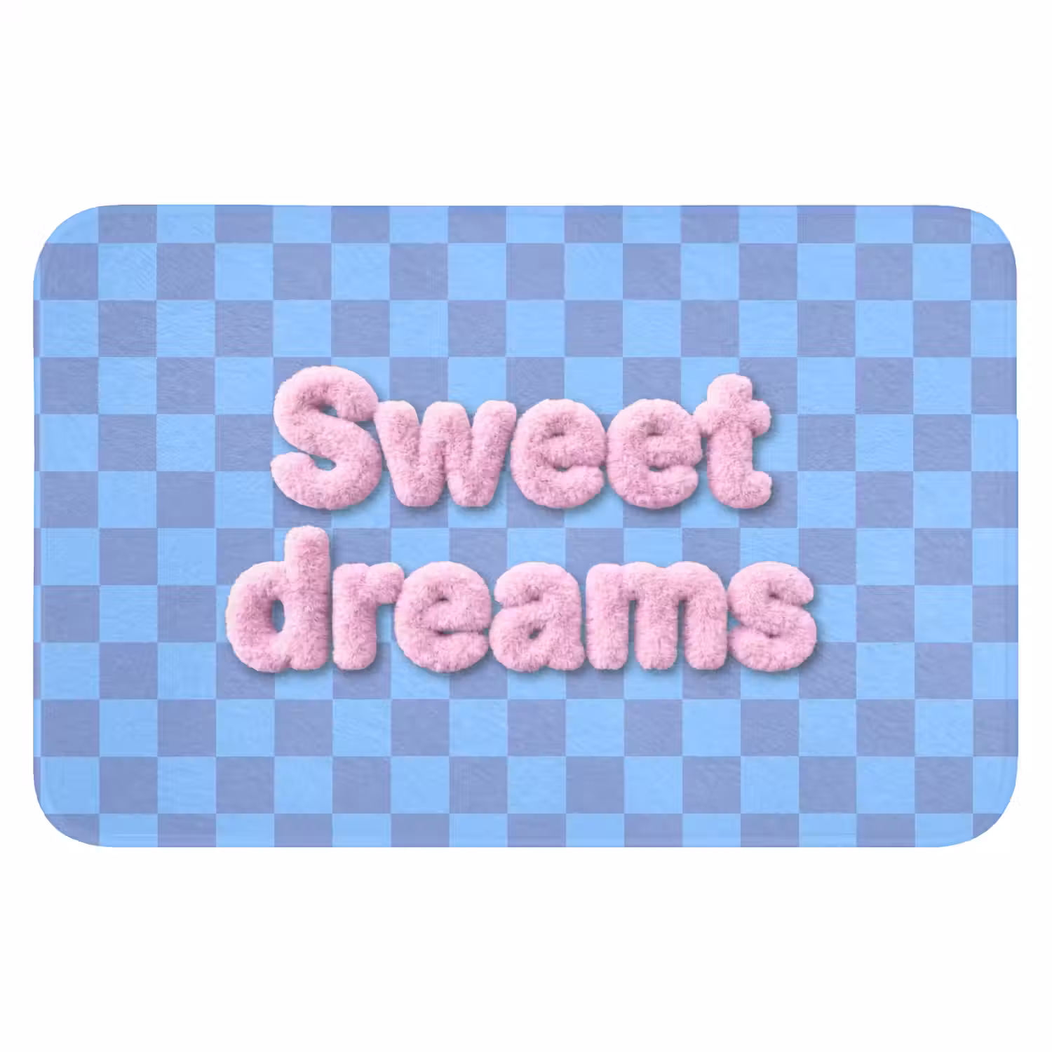 Sweet dreams - Vierkanten - Roze - Blauw Badmat klein -3d