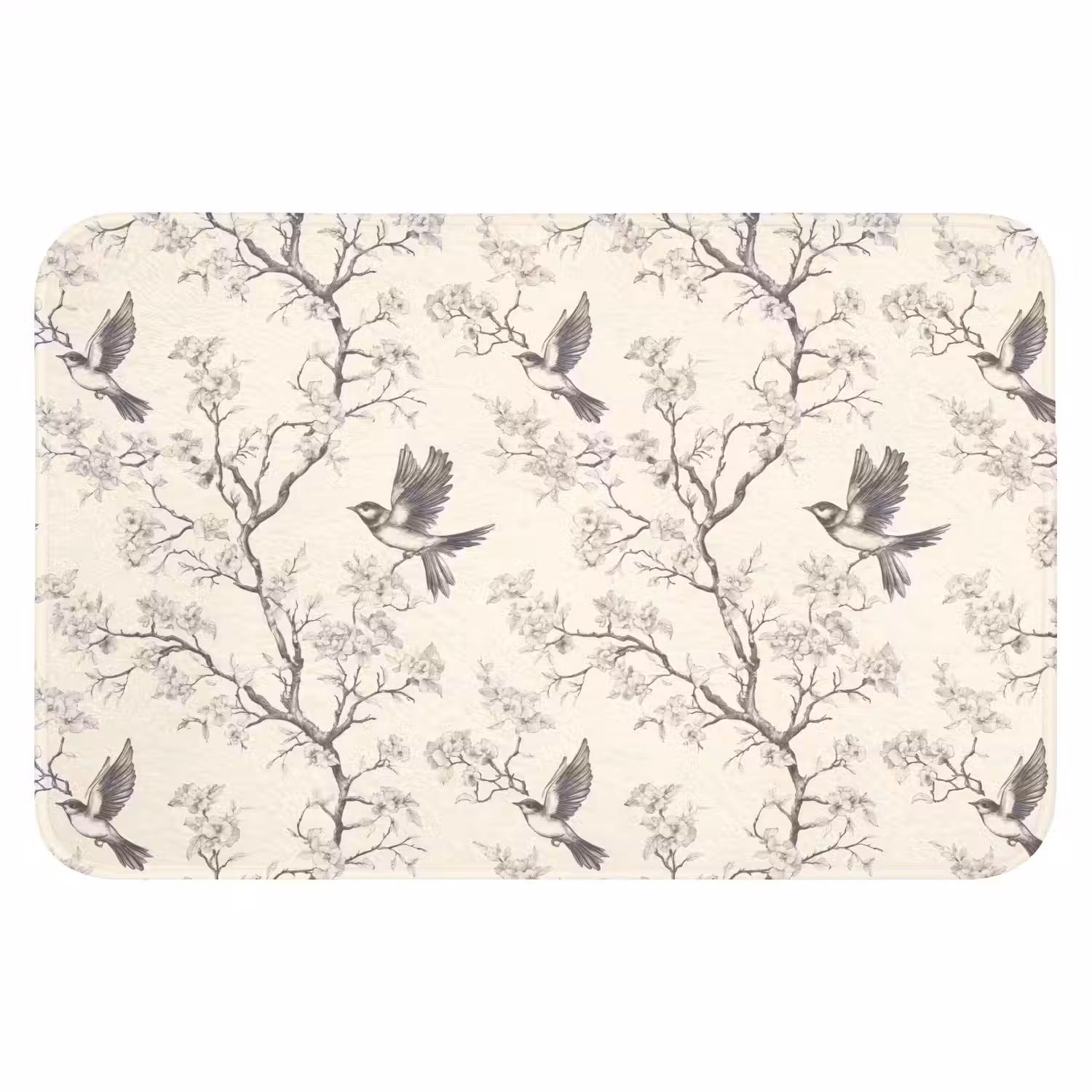 Takken - Vogels - Beige Badmat klein 997 -3d