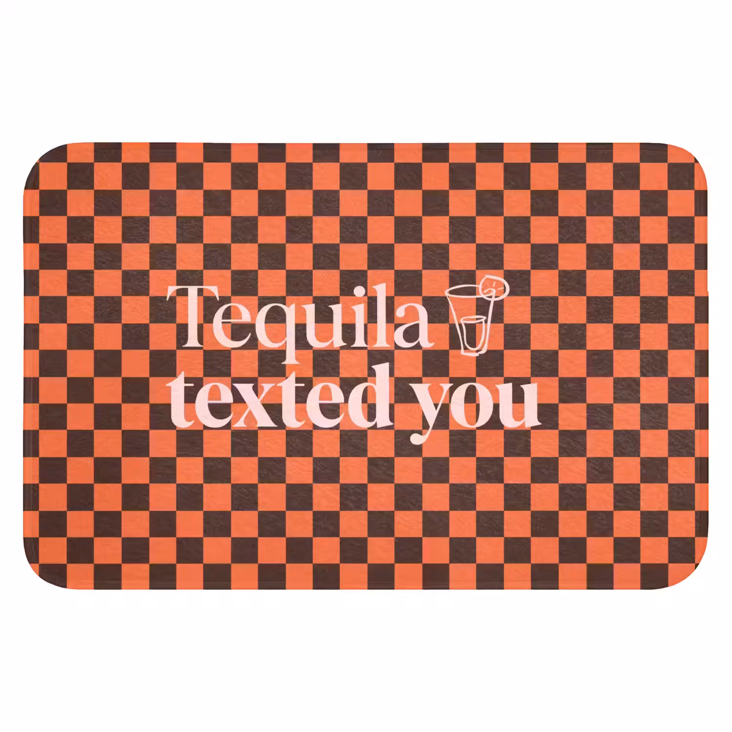 Tequila texted you - Glas - Vierkanten - Oranje Badmat klein -3d