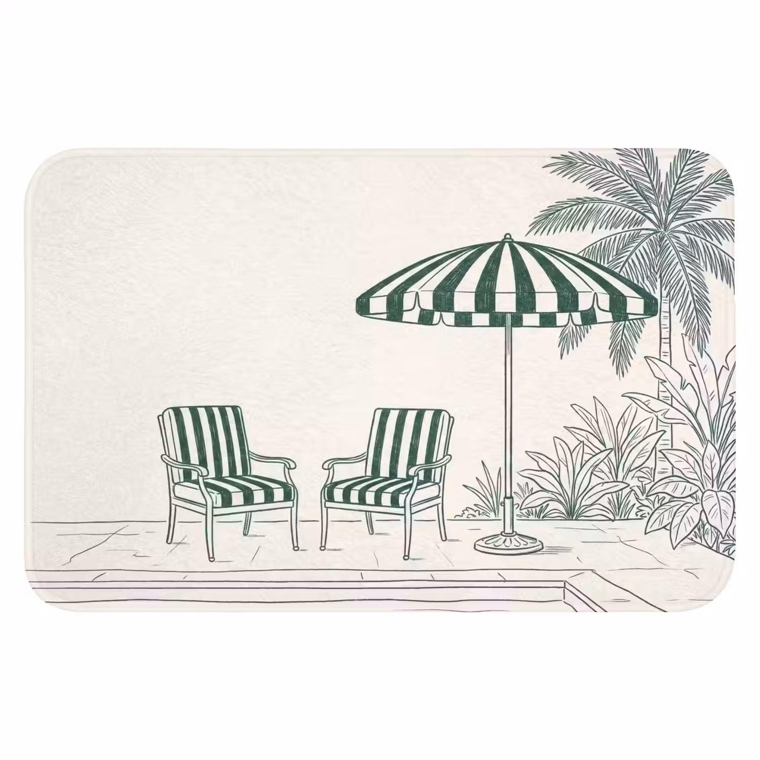 Terras - Illustratie - Groen Badmat klein -3d
