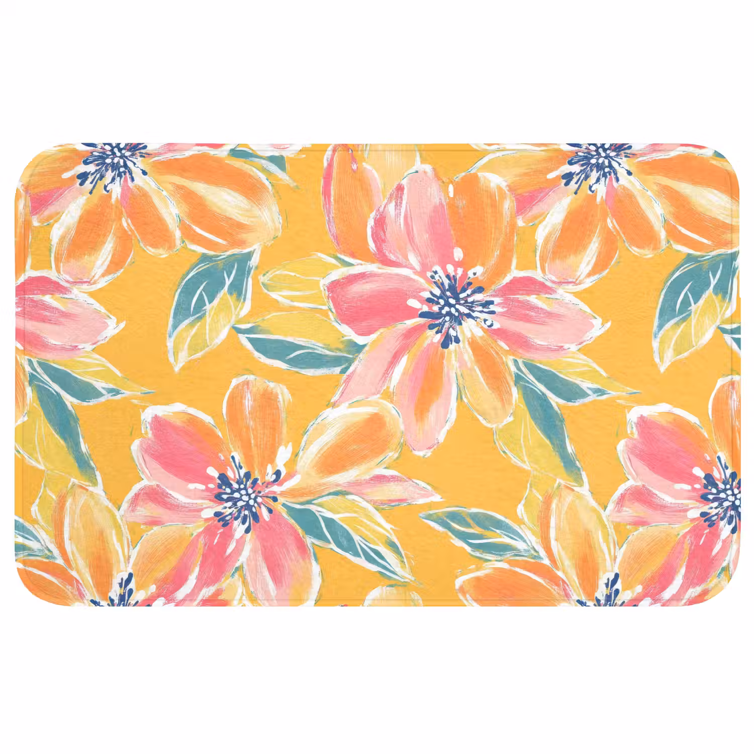 Textuur - Bloemen - Kleurrijk Badmat klein 997 -3d