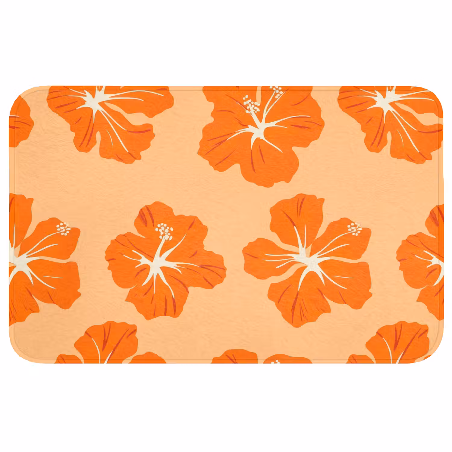Tropisch - Hibiscus - Oranje Badmat klein 997 -3d