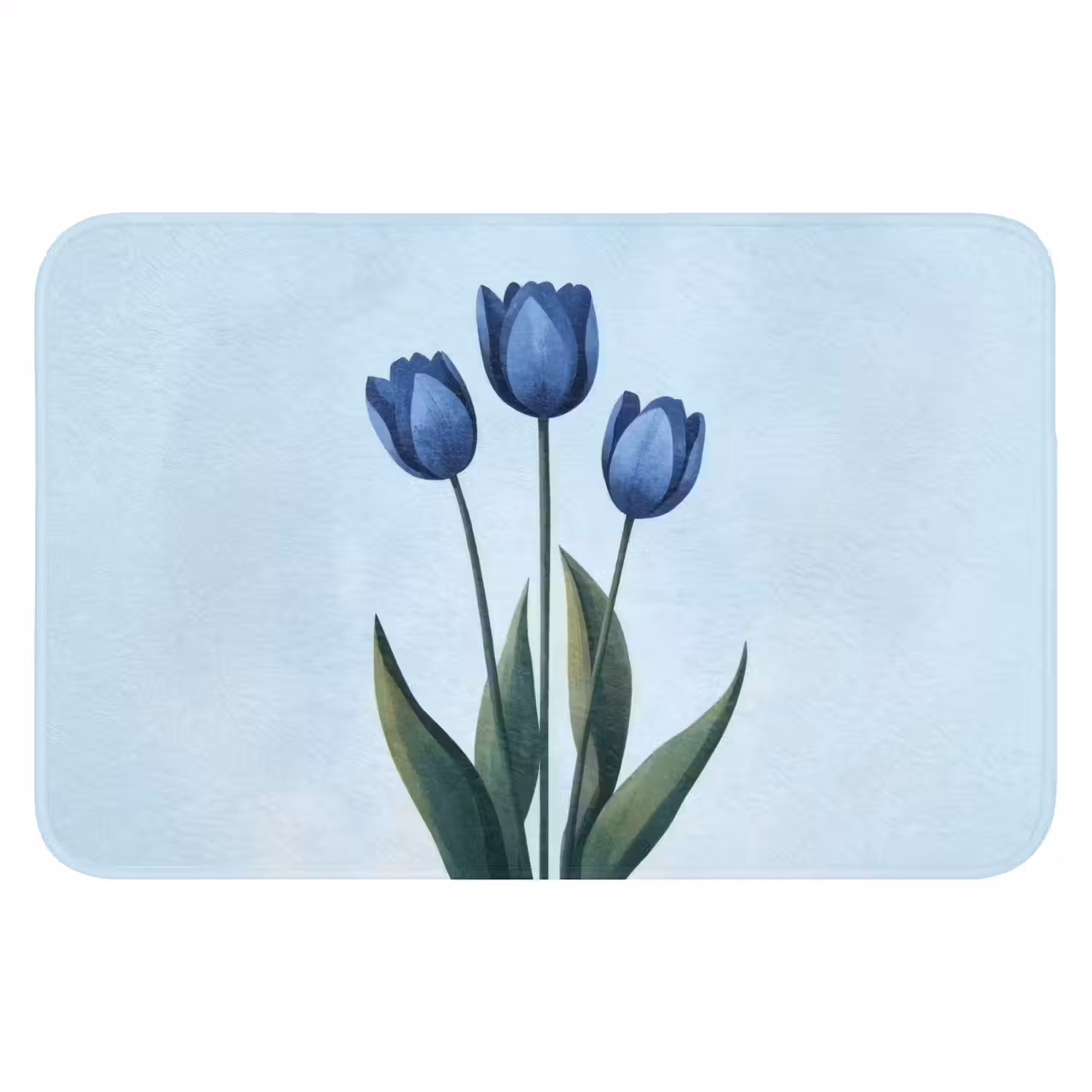 Tulpen - Blauw - Bladeren Badmat klein -3d