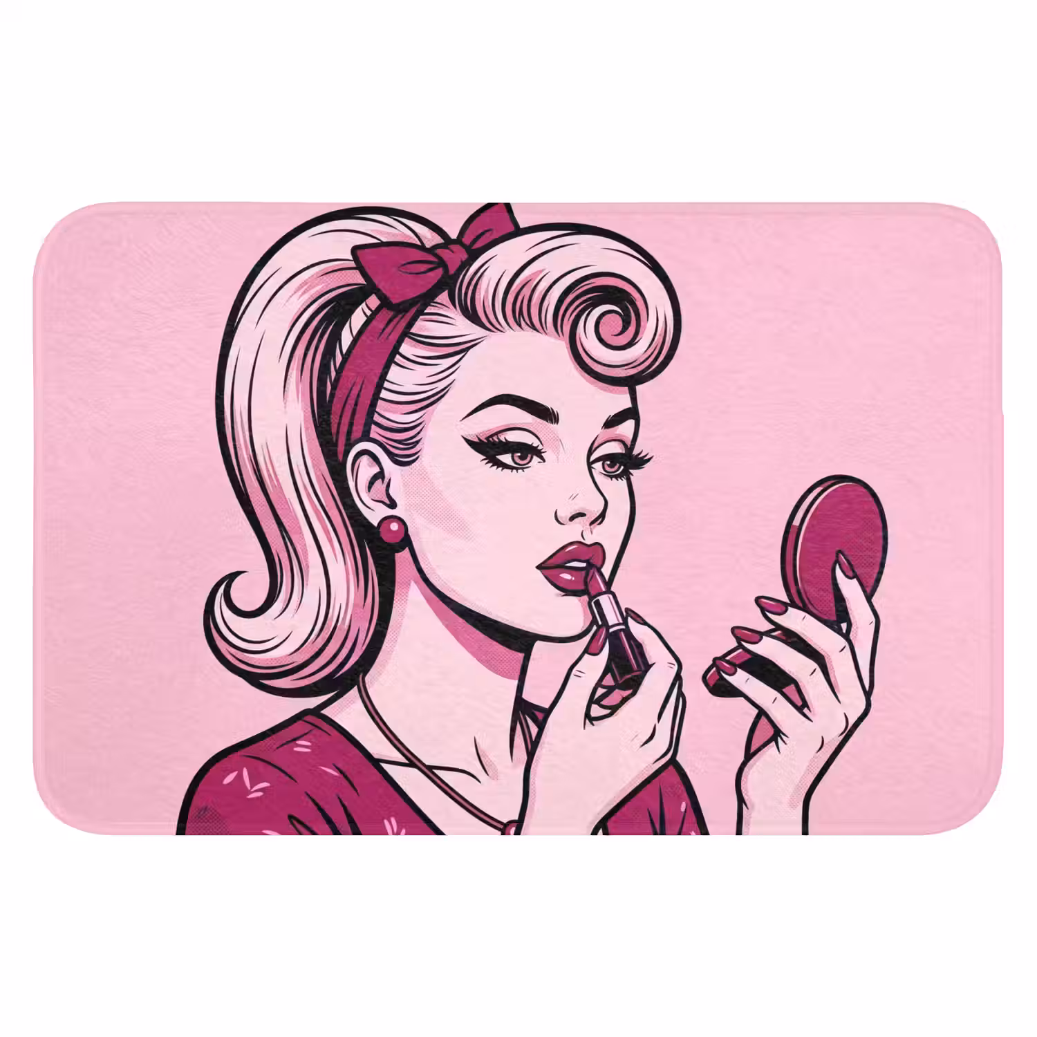 Vintage - Vrouw - Roze Badmat klein -3d