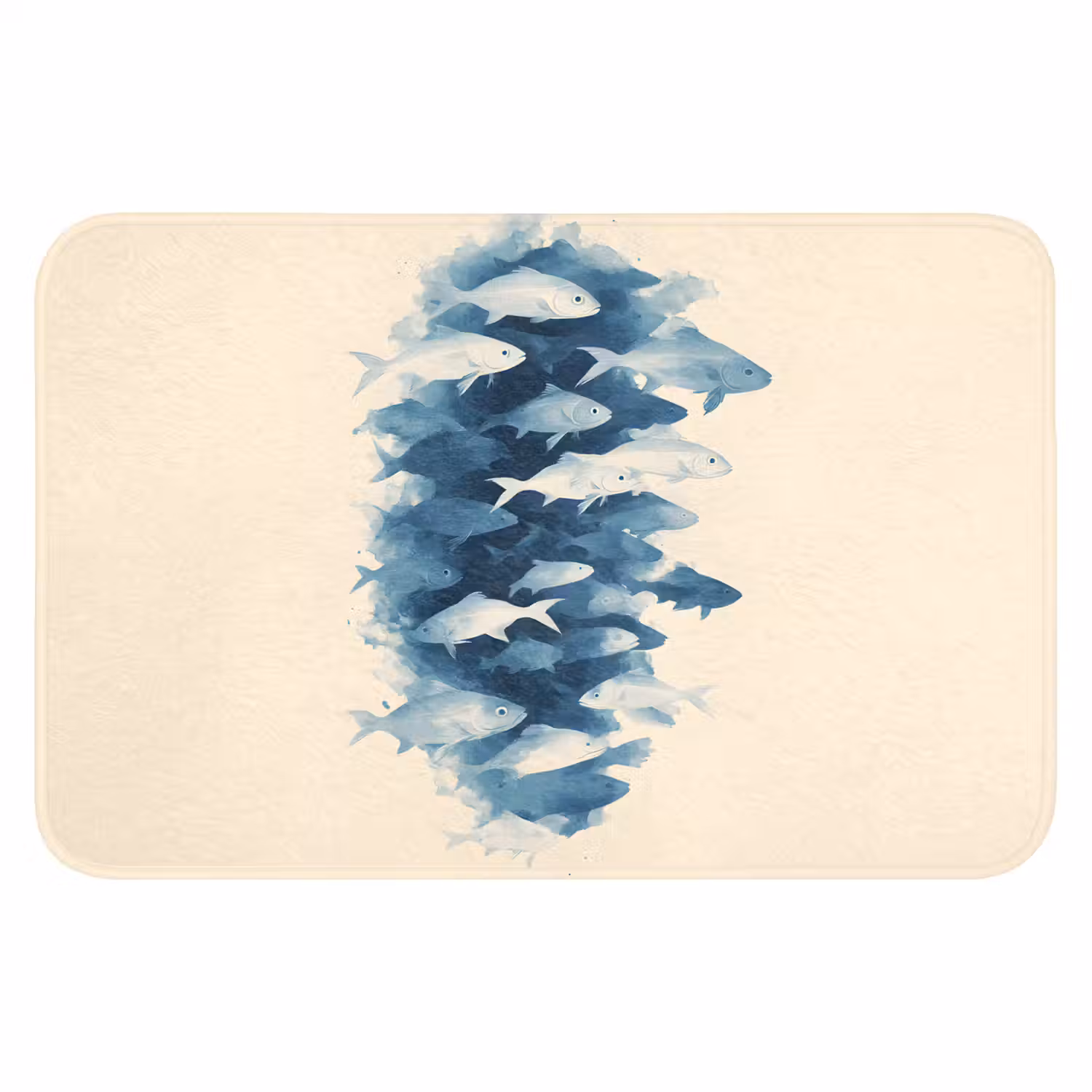 Vissen - Minimalistisch - Blauw Badmat klein -3d
