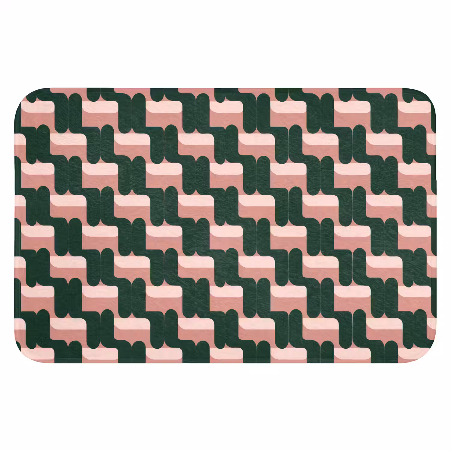 Vlechtpatroon - Groen - Roze - Geometrisch Badmat klein 997 -3d