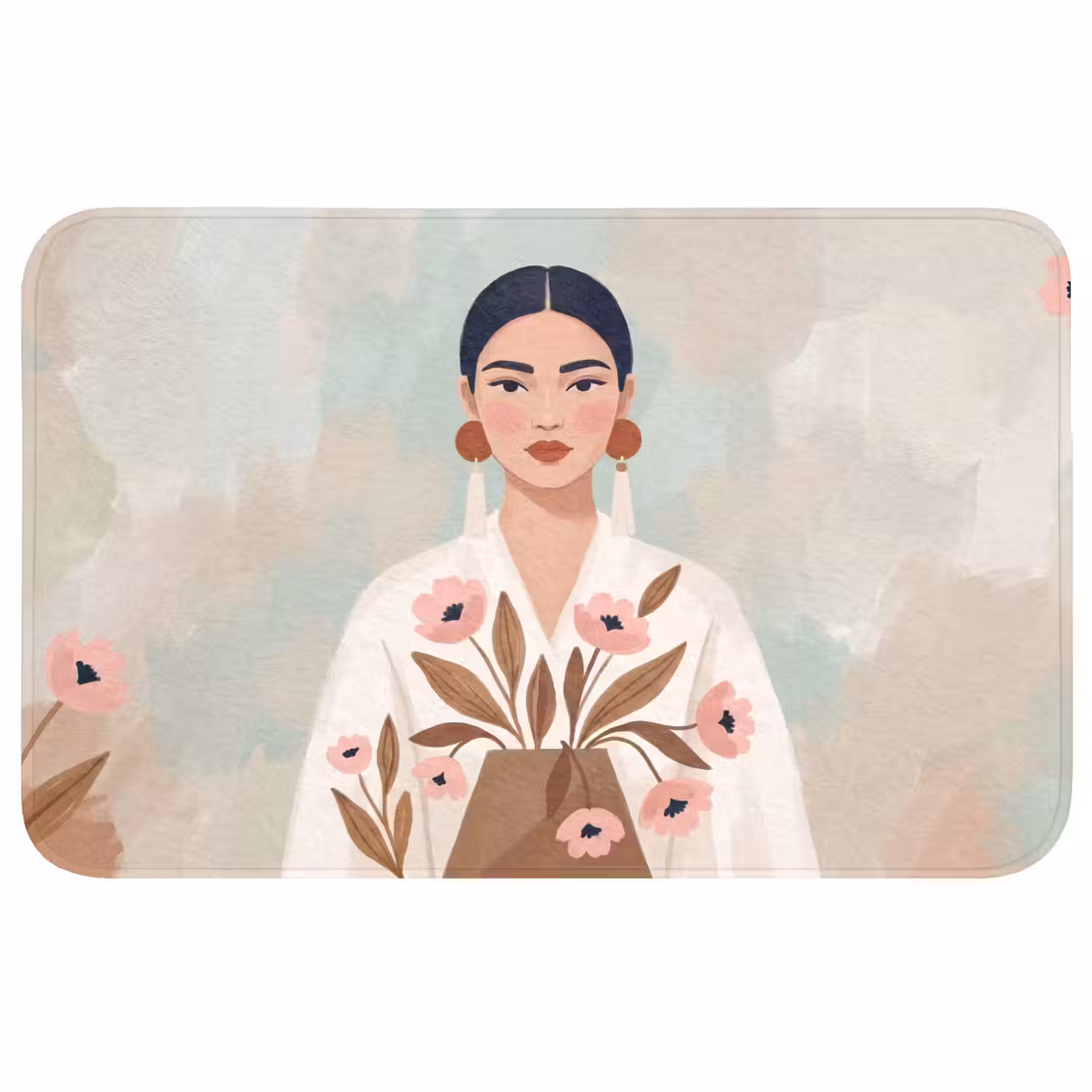 Vrouw - Kimono - Pastel Badmat middel -3d