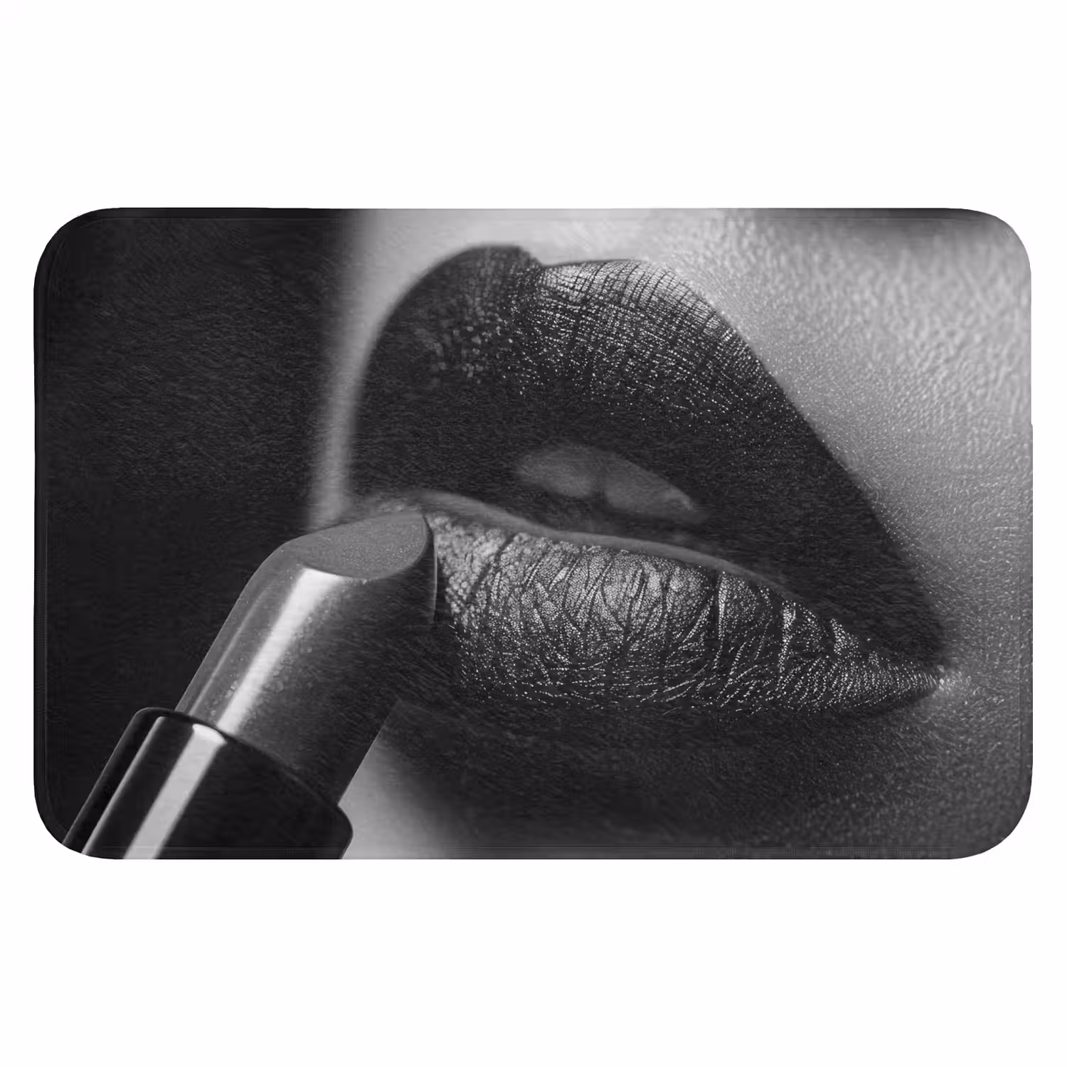 Vrouw - Lippenstift - Zwart wit - Make up Badmat klein -3d