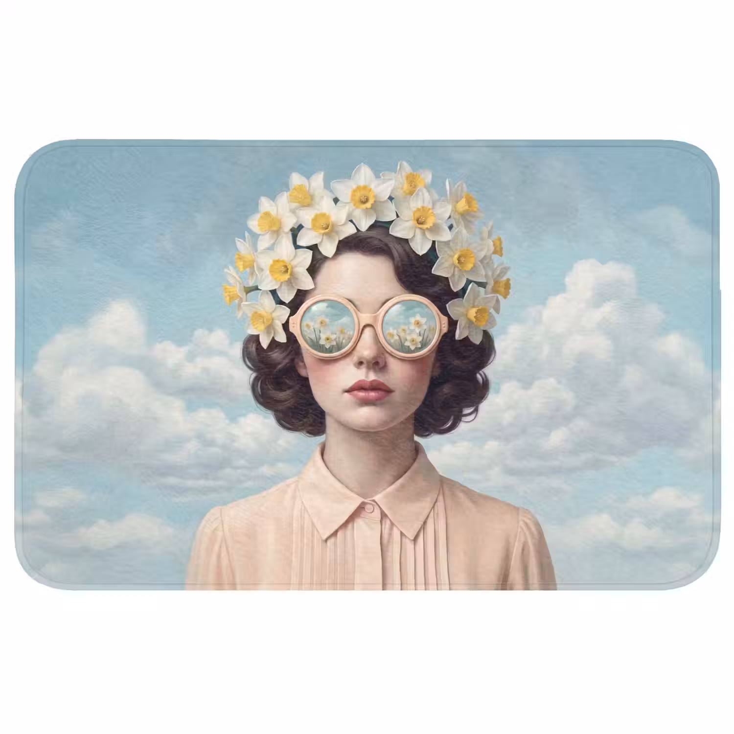 Vrouw - Narcissen - Geel Badmat klein -3d
