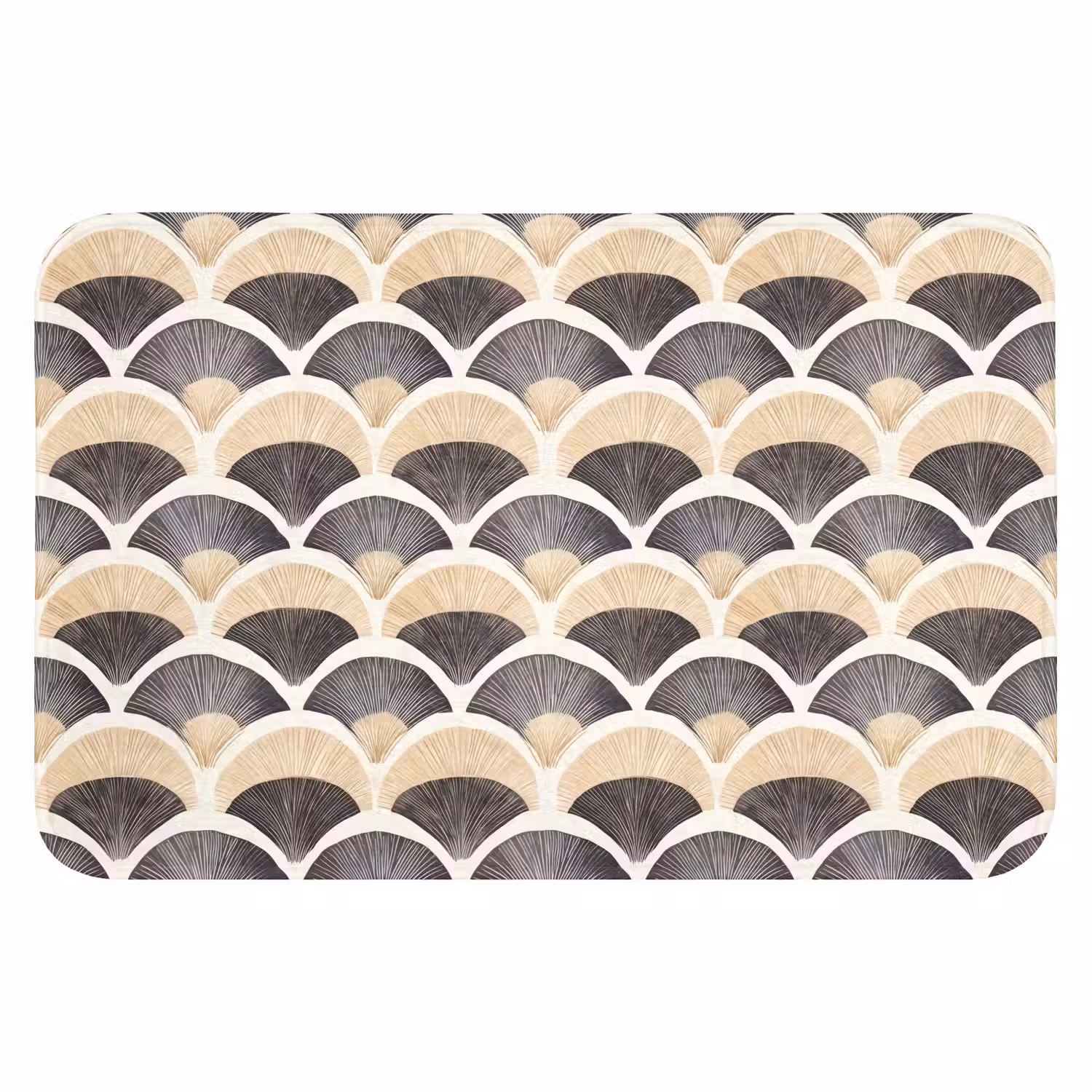 Waaier - Patroon - Zwart - Beige Badmat klein 997 -3d