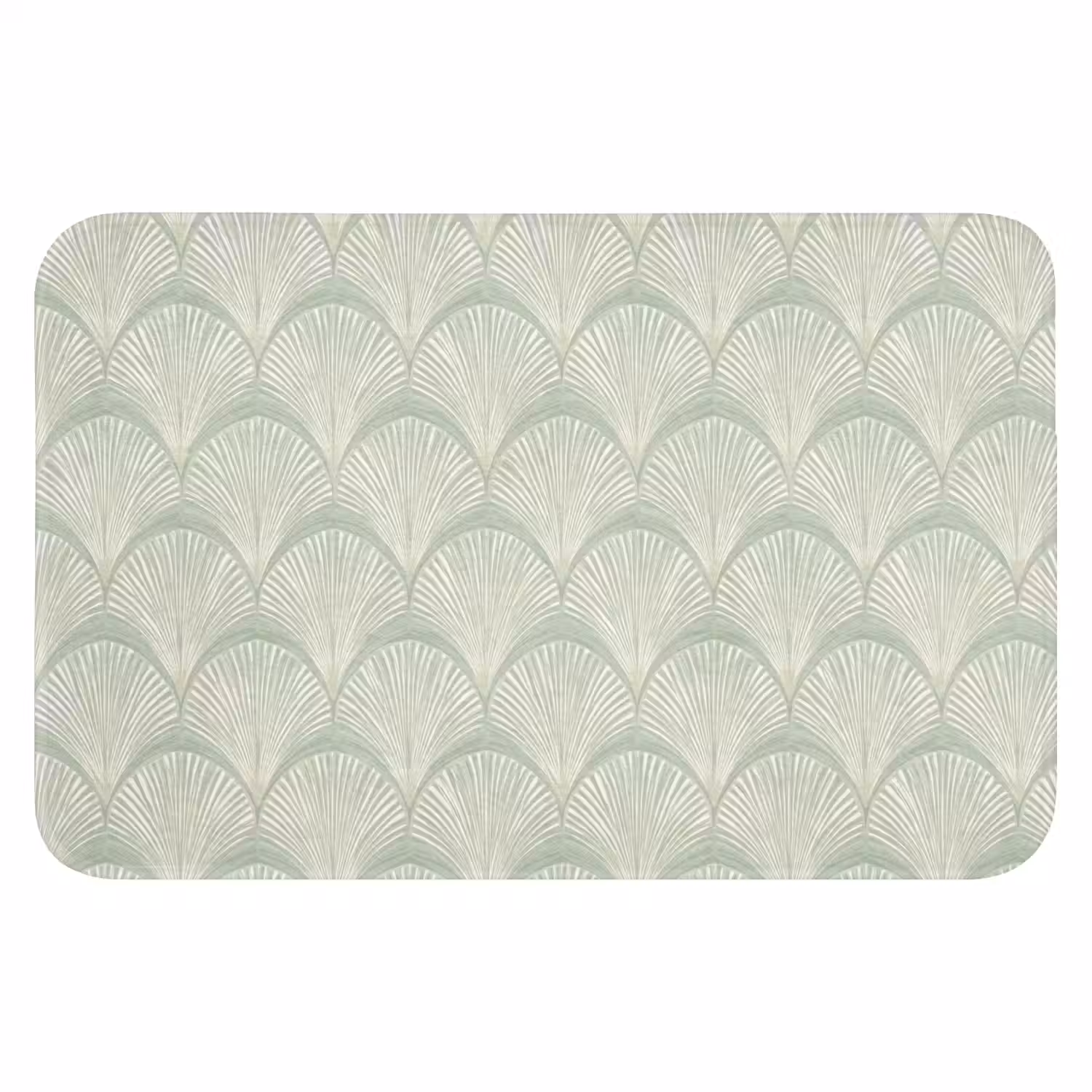 Waaiers - Patroon - Groen Badmat klein 997 -3d