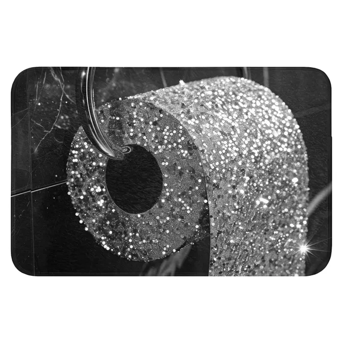 WC - Toilet papier - Zwart wit - Glitters Badmat klein -3d