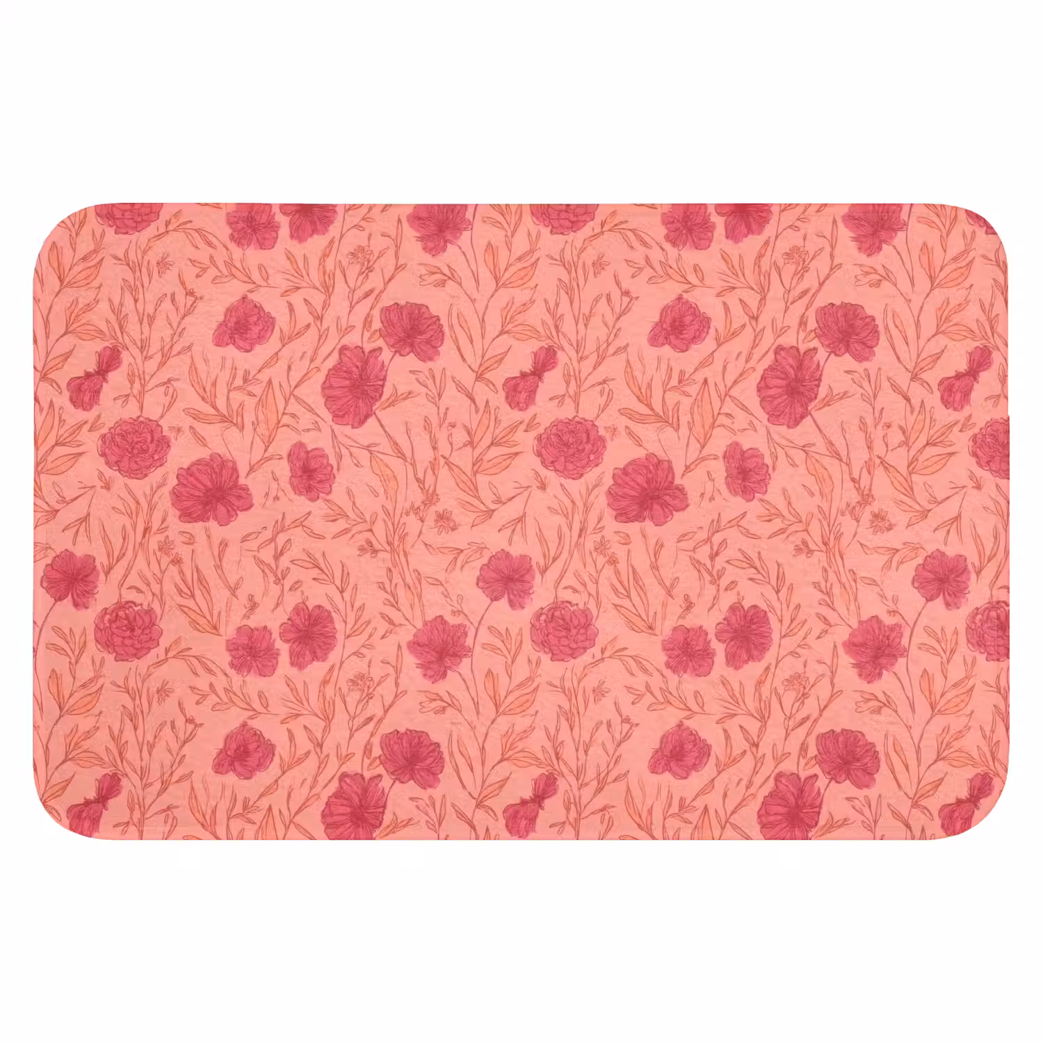 Weidebloemen - Romantisch - Roze Badmat klein 997 -3d