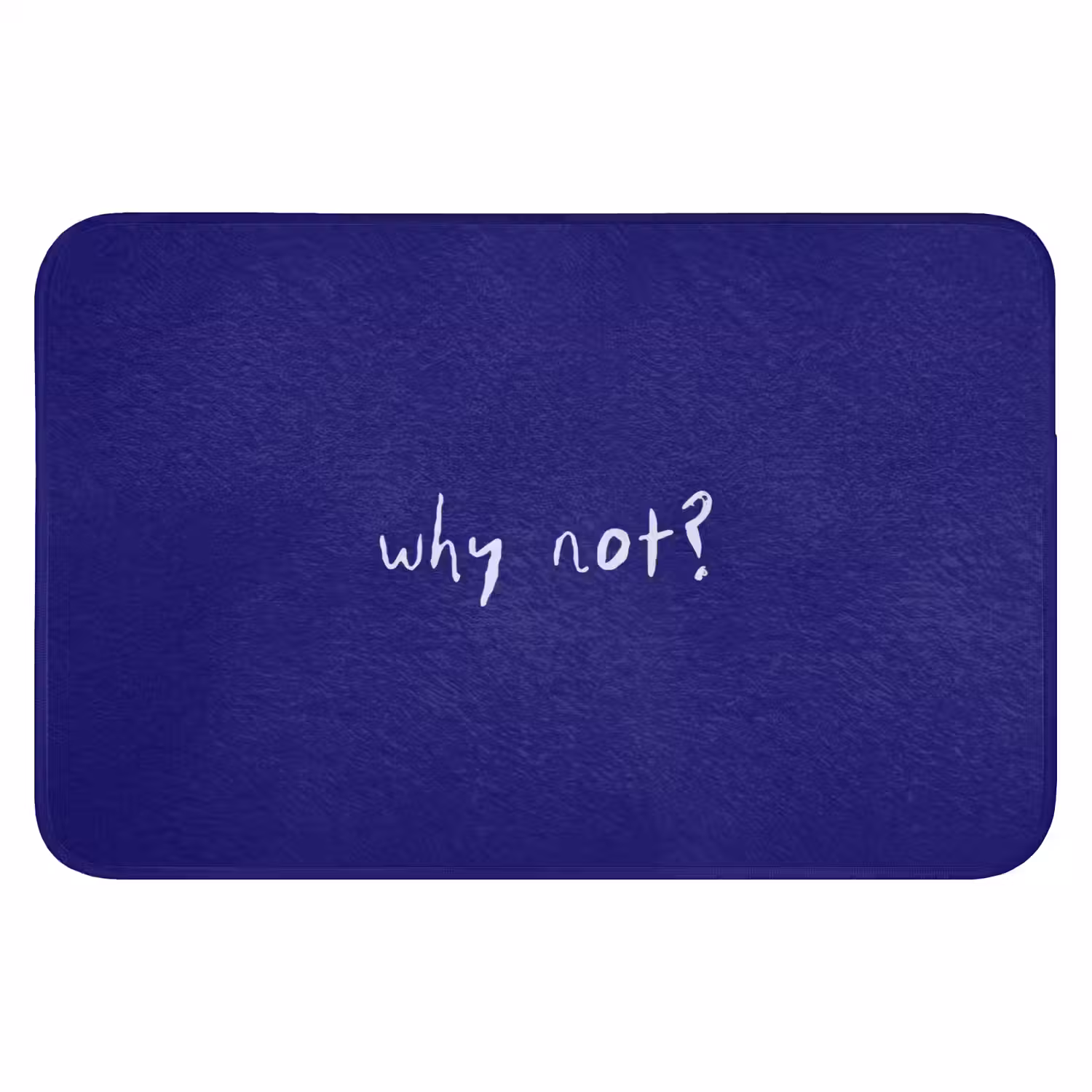 Why not - Blauw - Handgeschreven Badmat klein -3d