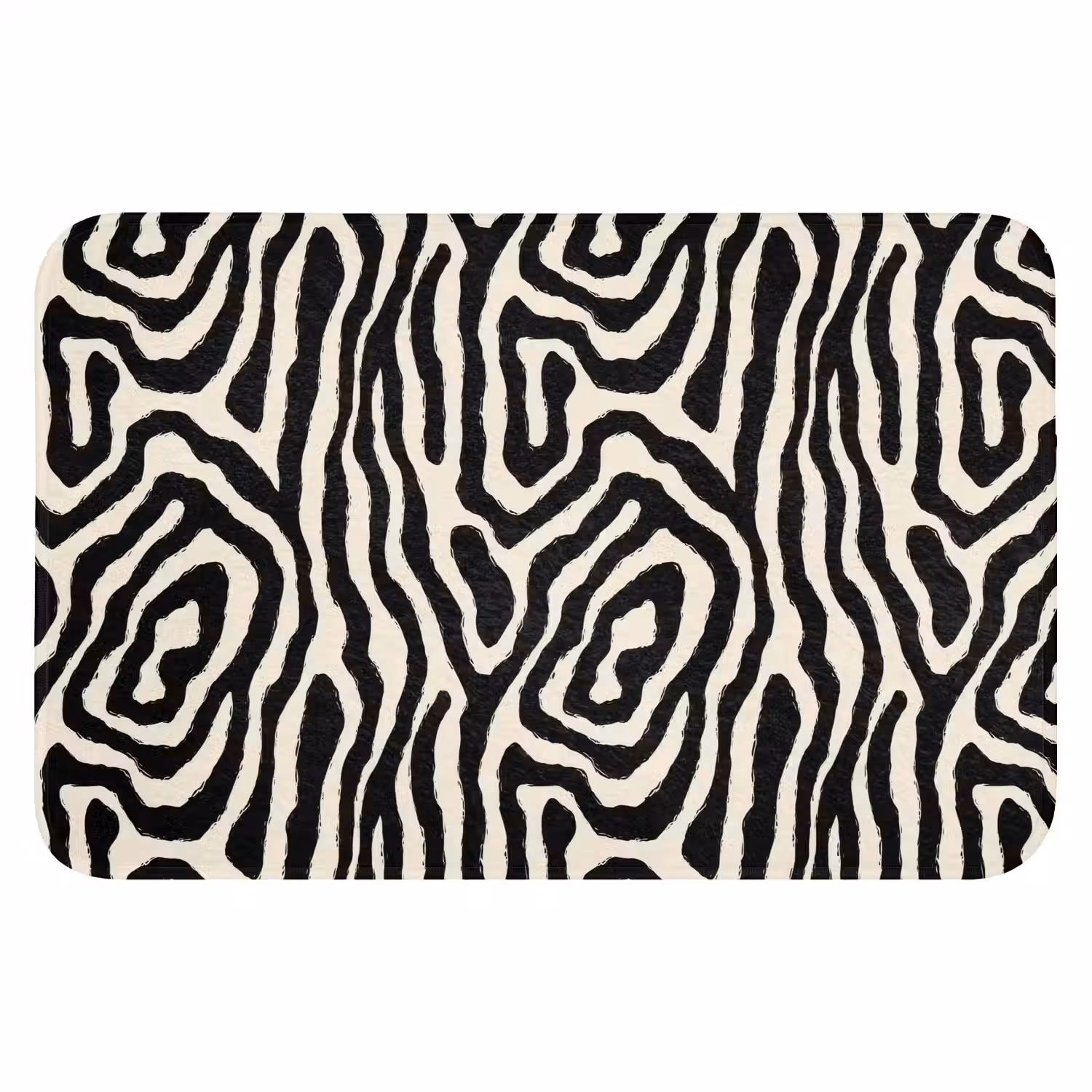 Zebra - Abstract - Zwart Badmat klein 997 -3d