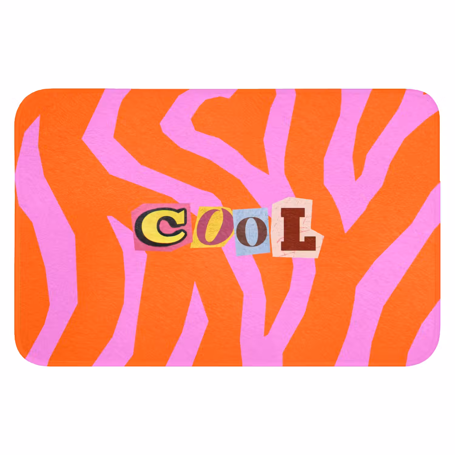 Zebraprint - Grafisch - COOL - Oranje Badmat klein -3d