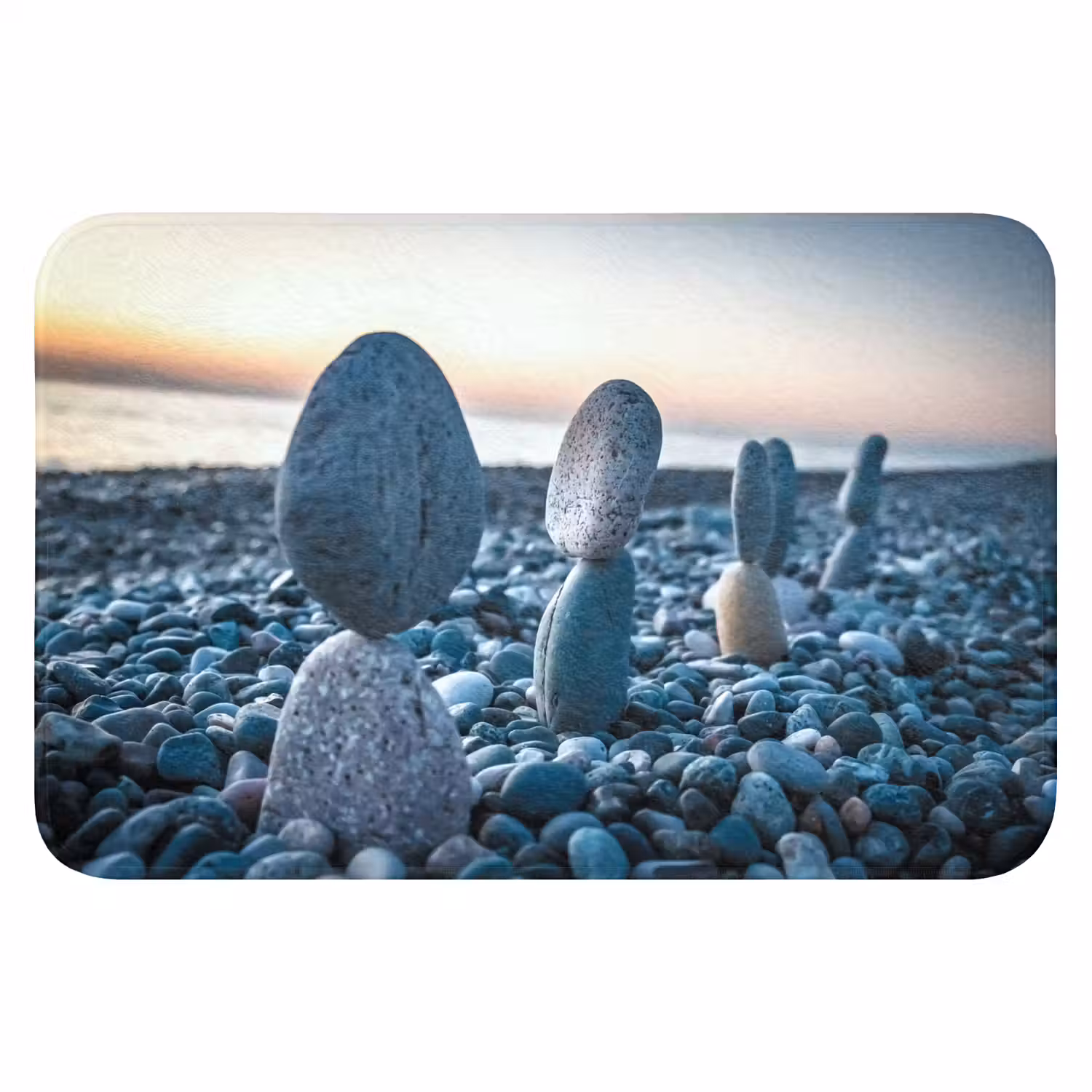 Zen stenen - Zonsondergang - Zee Badmat klein -3d