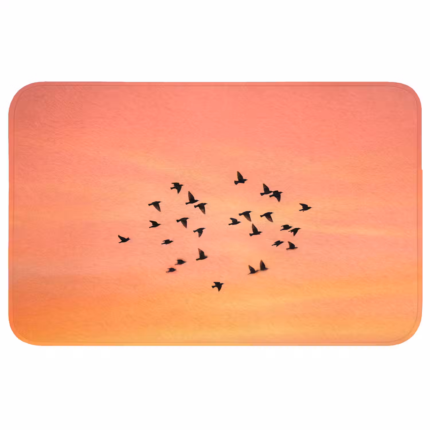 Zwerm - Vogels - Oranje Badmat klein -3d