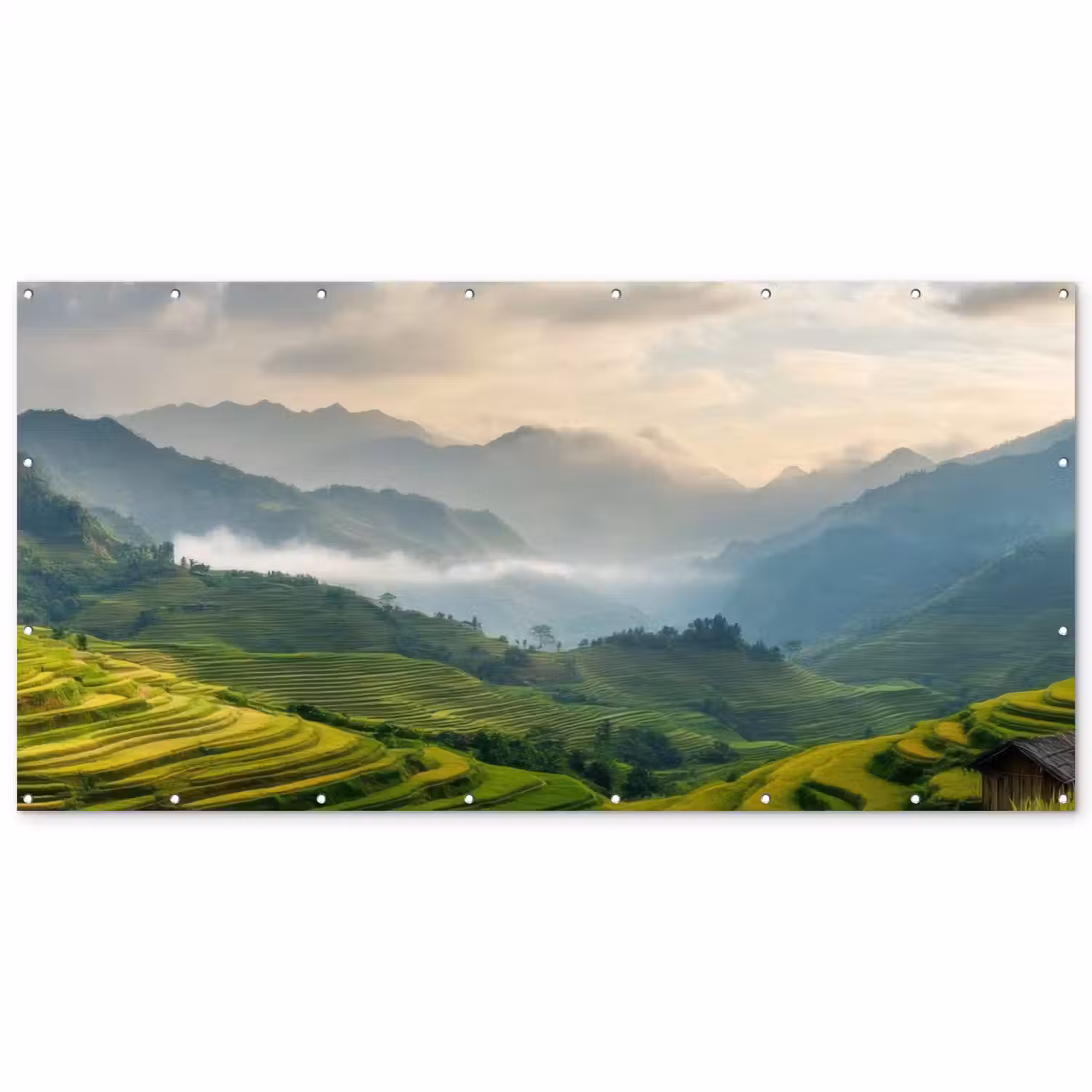 Rijstvelden - Bergen - Groen - Natuur Balkonbeschermer Duitsland klein -zz_3d
