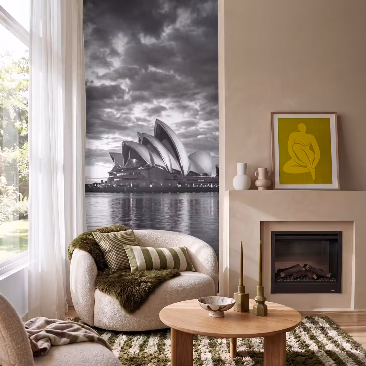 Architectuur - Water - Stad - Modern - Zwart-wit Behang Vlies klein -sfeer2