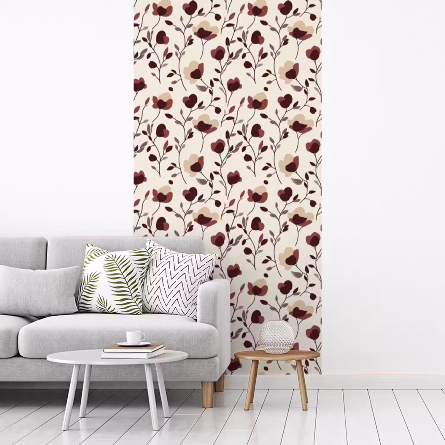 Bloemen - Botanisch - Bordeaux fotobehang vinyl groot 64 -woonkamer