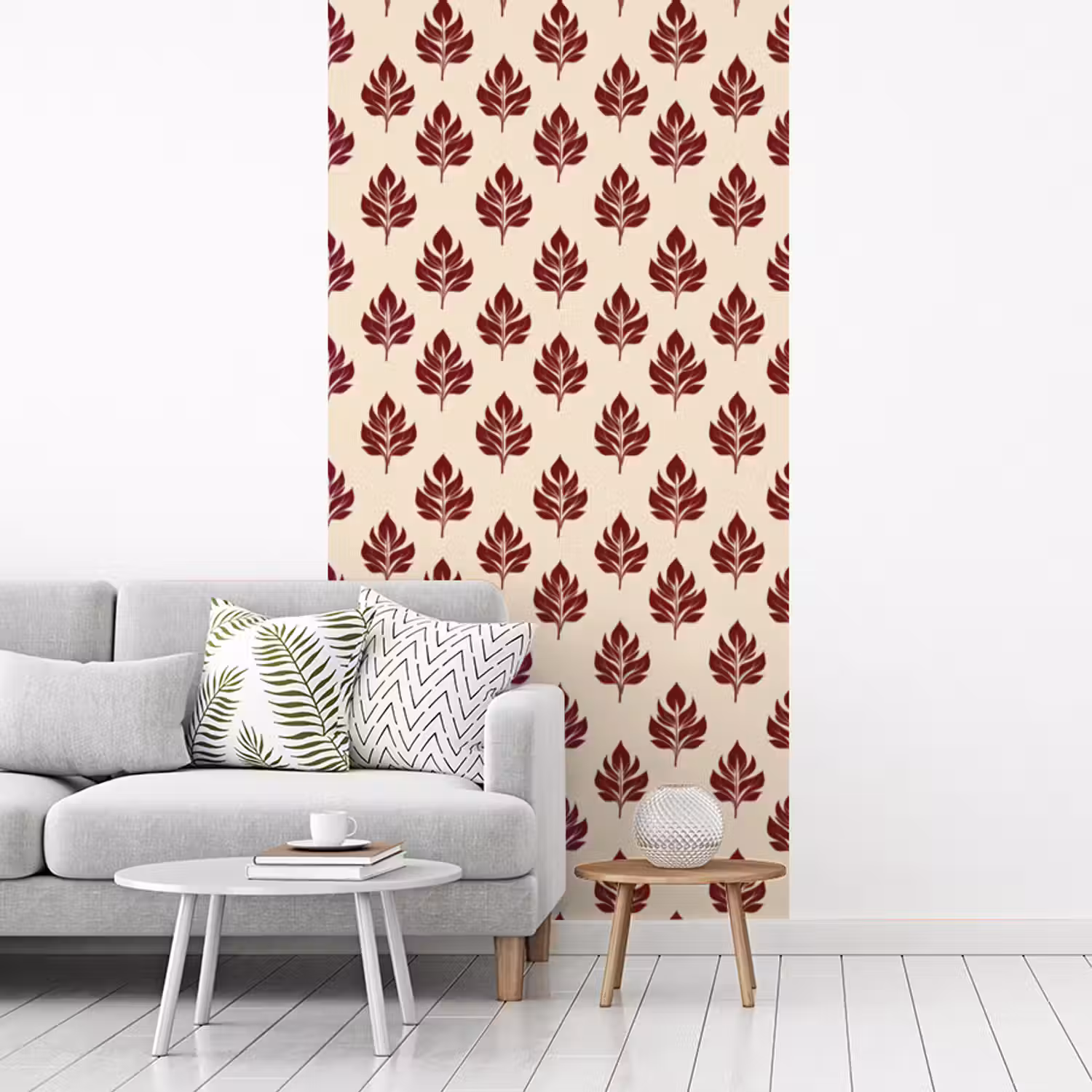 Botanisch - Patroon - Bordeaux fotobehang vinyl groot 64 -woonkamer