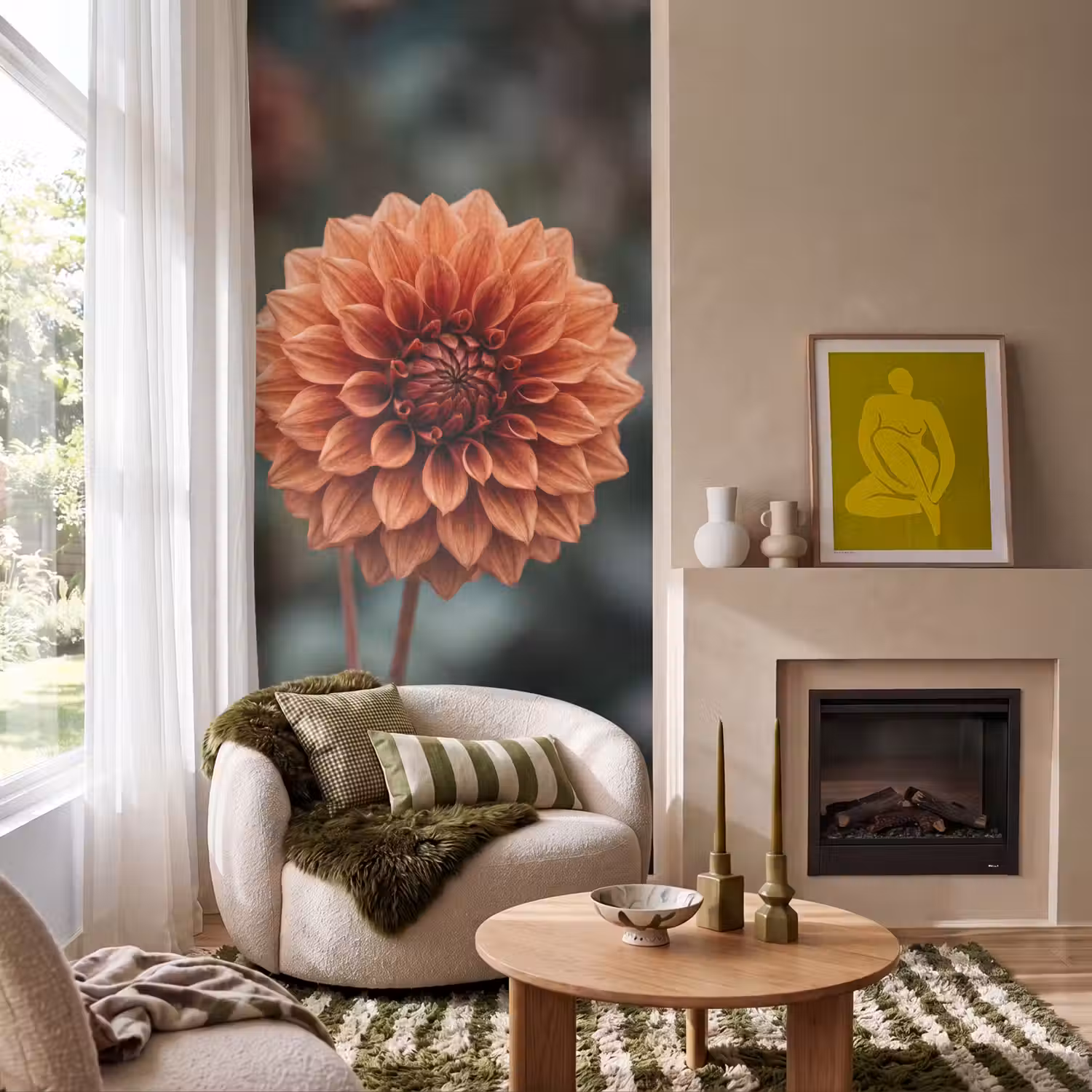 Dahlia - Bloem - Natuur - Sfeervol Behang Vlies klein -sfeer2