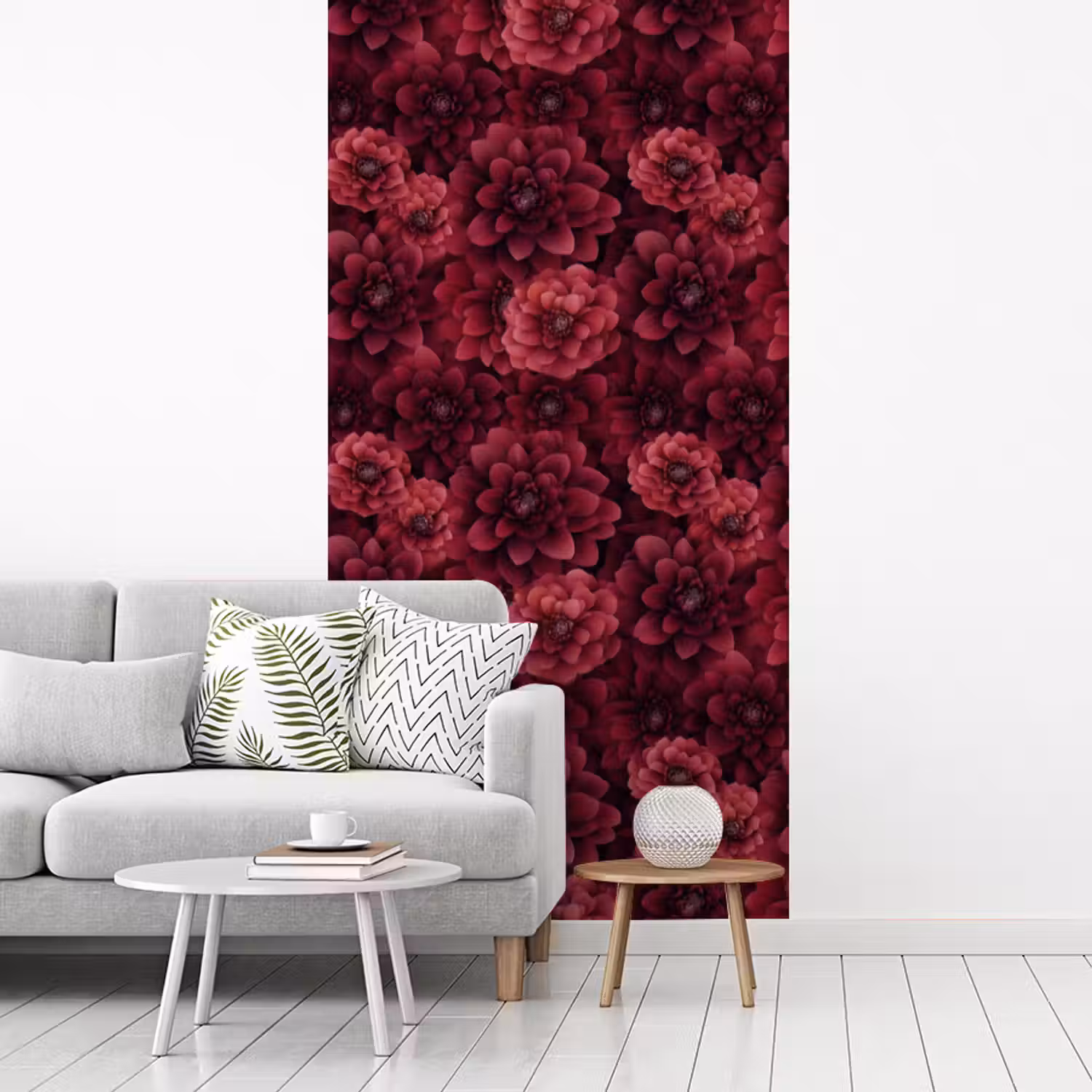 Dahlias - Bloemen - Rood fotobehang vinyl groot 64 -woonkamer