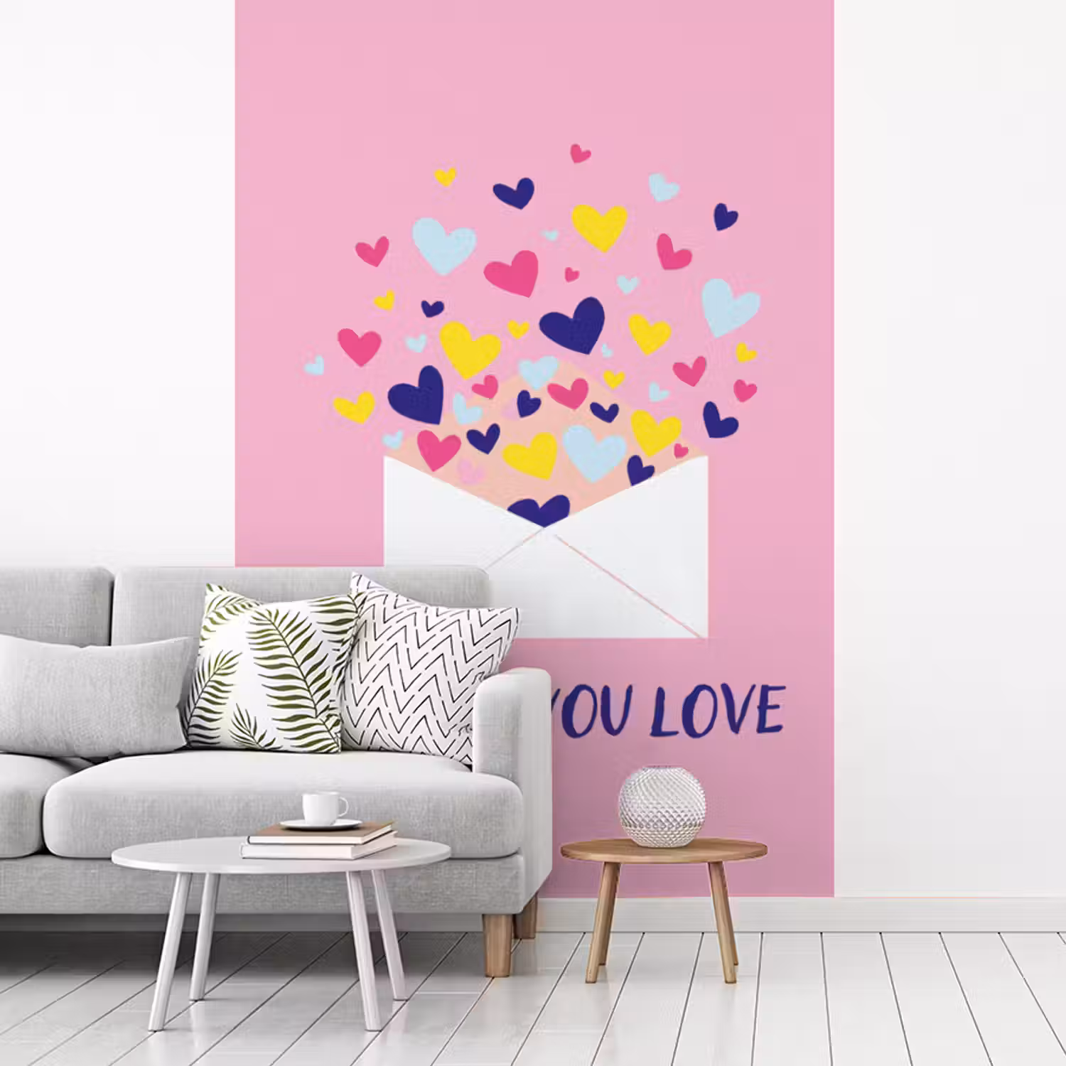 Envelop - Love - Hartjes - Valentijn fotobehang vinyl groot -woonkamer