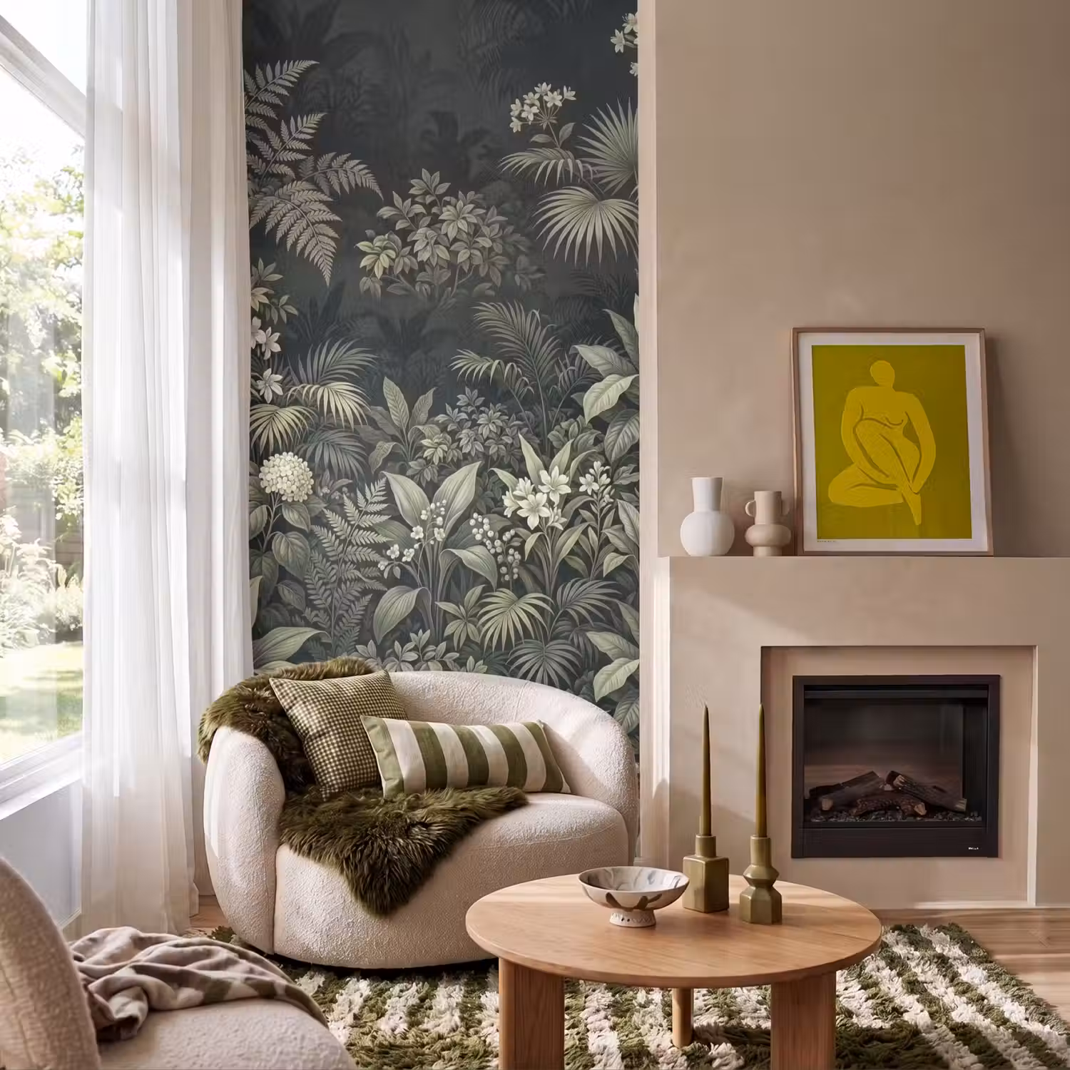 Jungle - Bladeren - Botanisch - Groen Behang Vlies klein -sfeer2