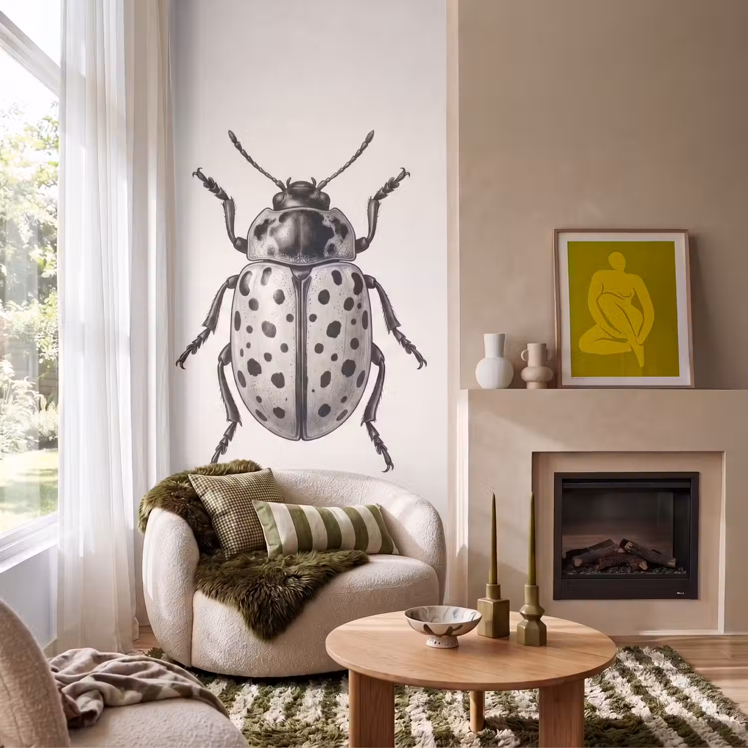Kever - Insect - Vintage Behang Vlies klein -sfeer2