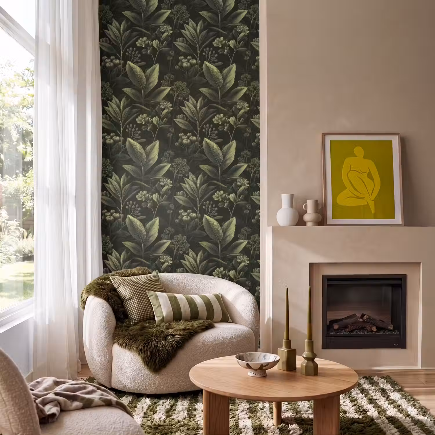 Klassiek - Donker - Botanisch - Planten Behang Vlies klein 1076 -sfeer2
