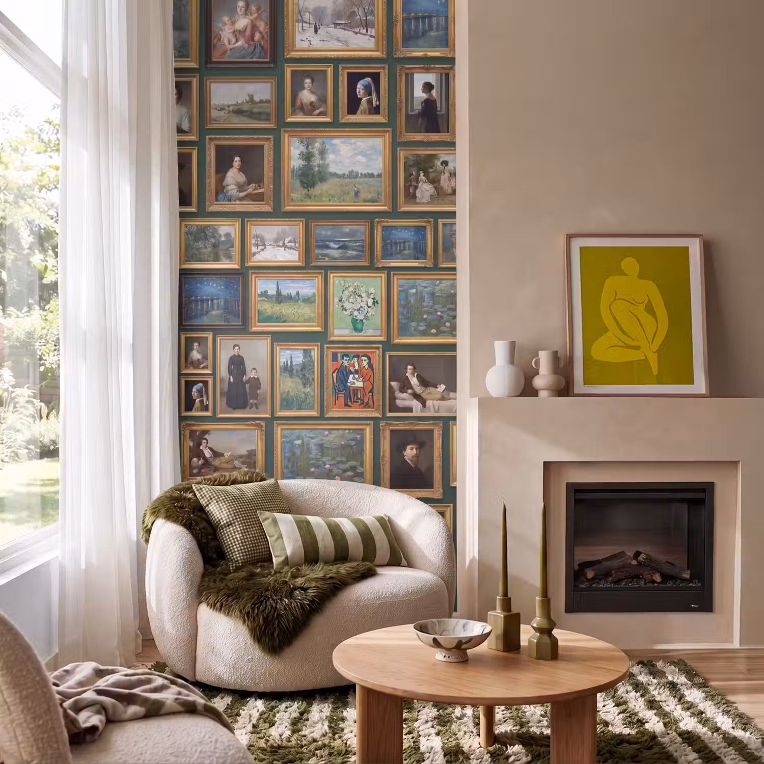 Kunst - Schilderijen - Collectie - Klassiek - Groen Behang Vlies klein -sfeer2