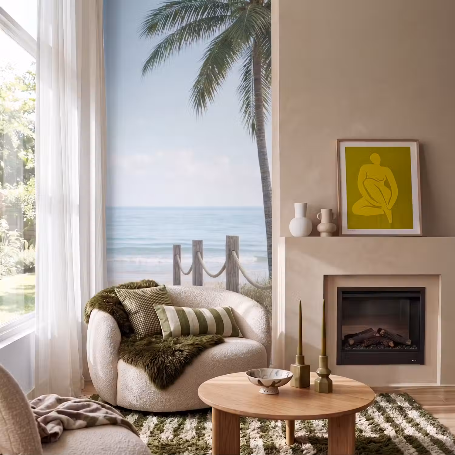 Palmbomen - Pad - Horizon Behang Vlies klein -sfeer2